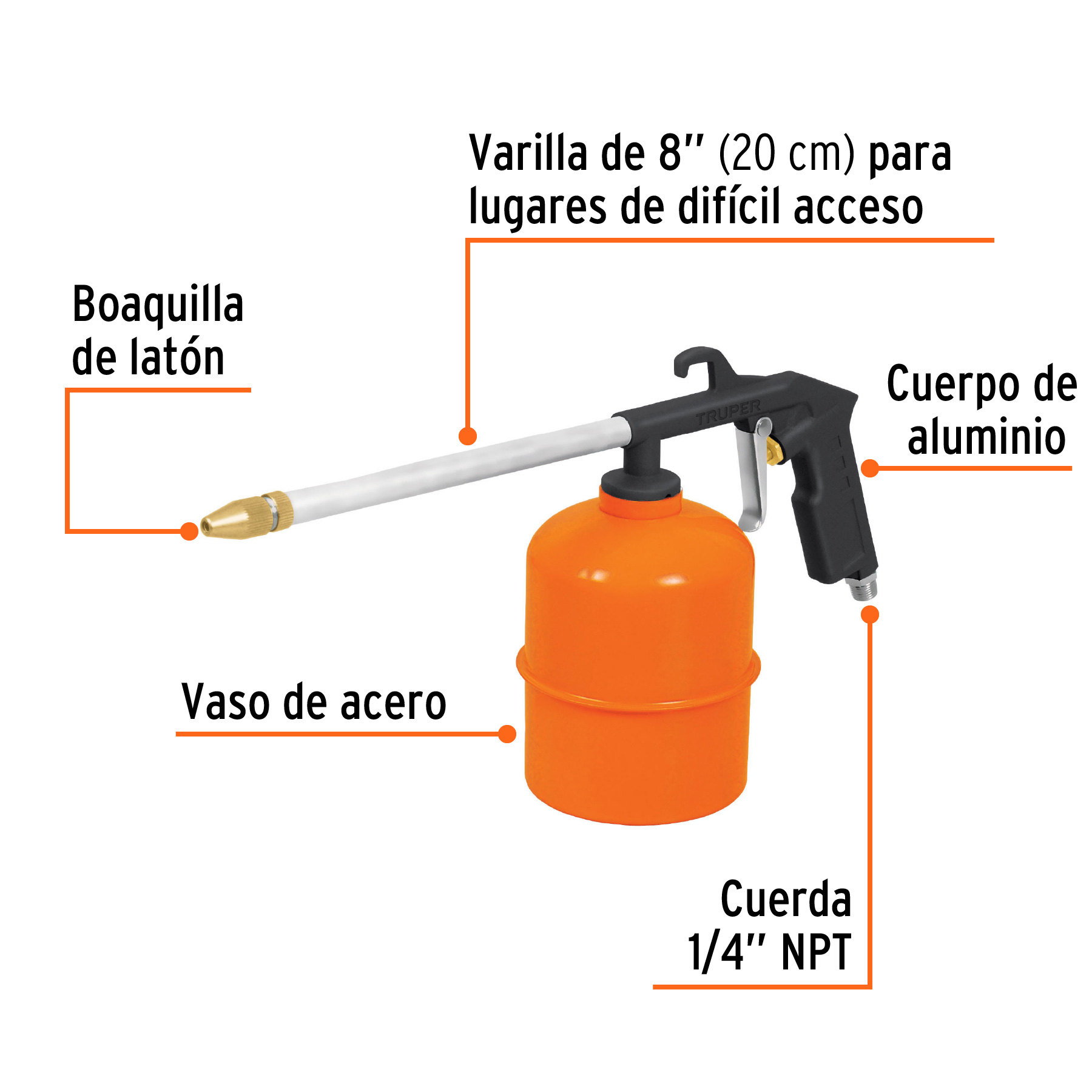 Pistola de aluminio para limpieza de motores, TRUPER TRUPER