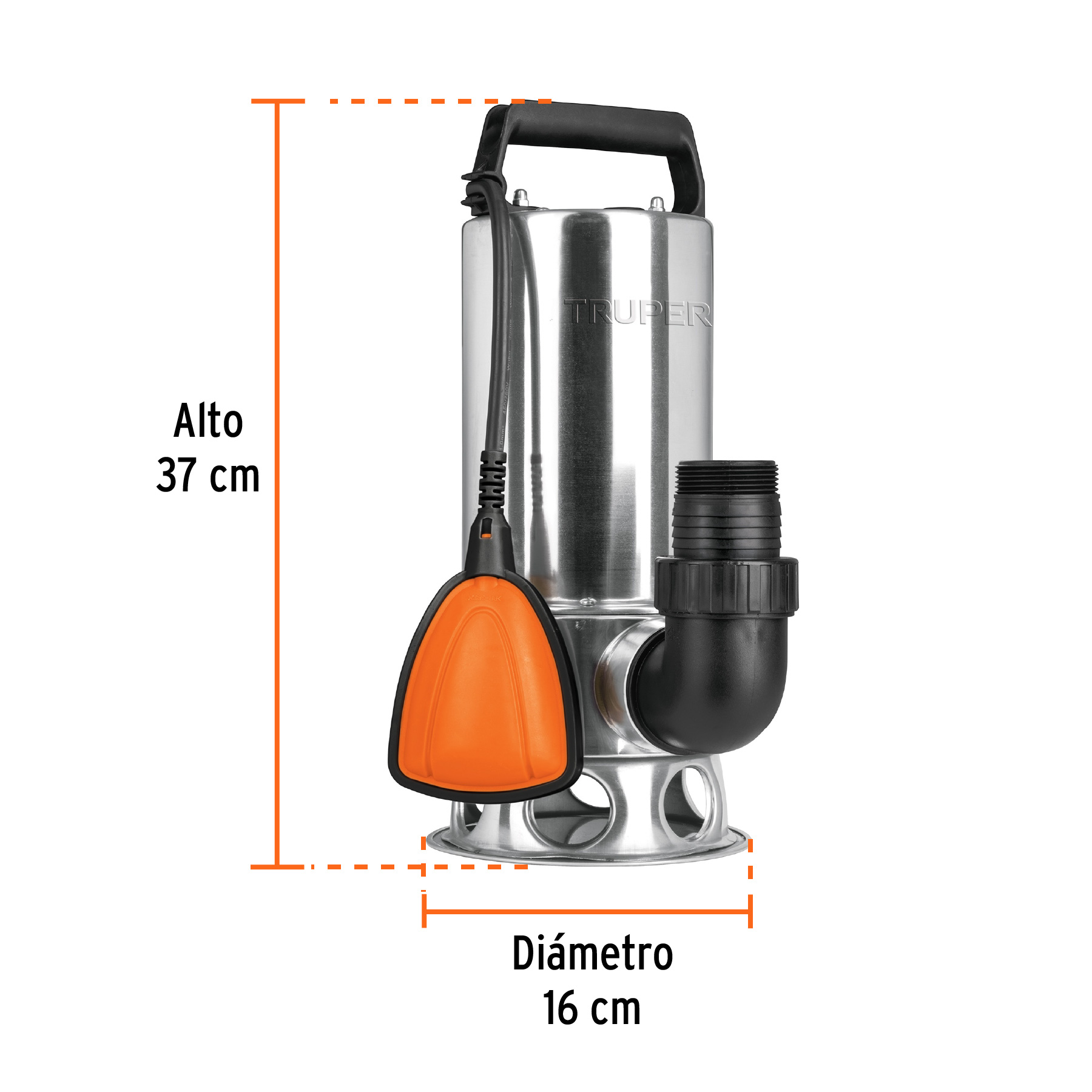 Bomba sumergible acero inoxidable,agua sucia,1-1/2HP, TRUPER TRUPER