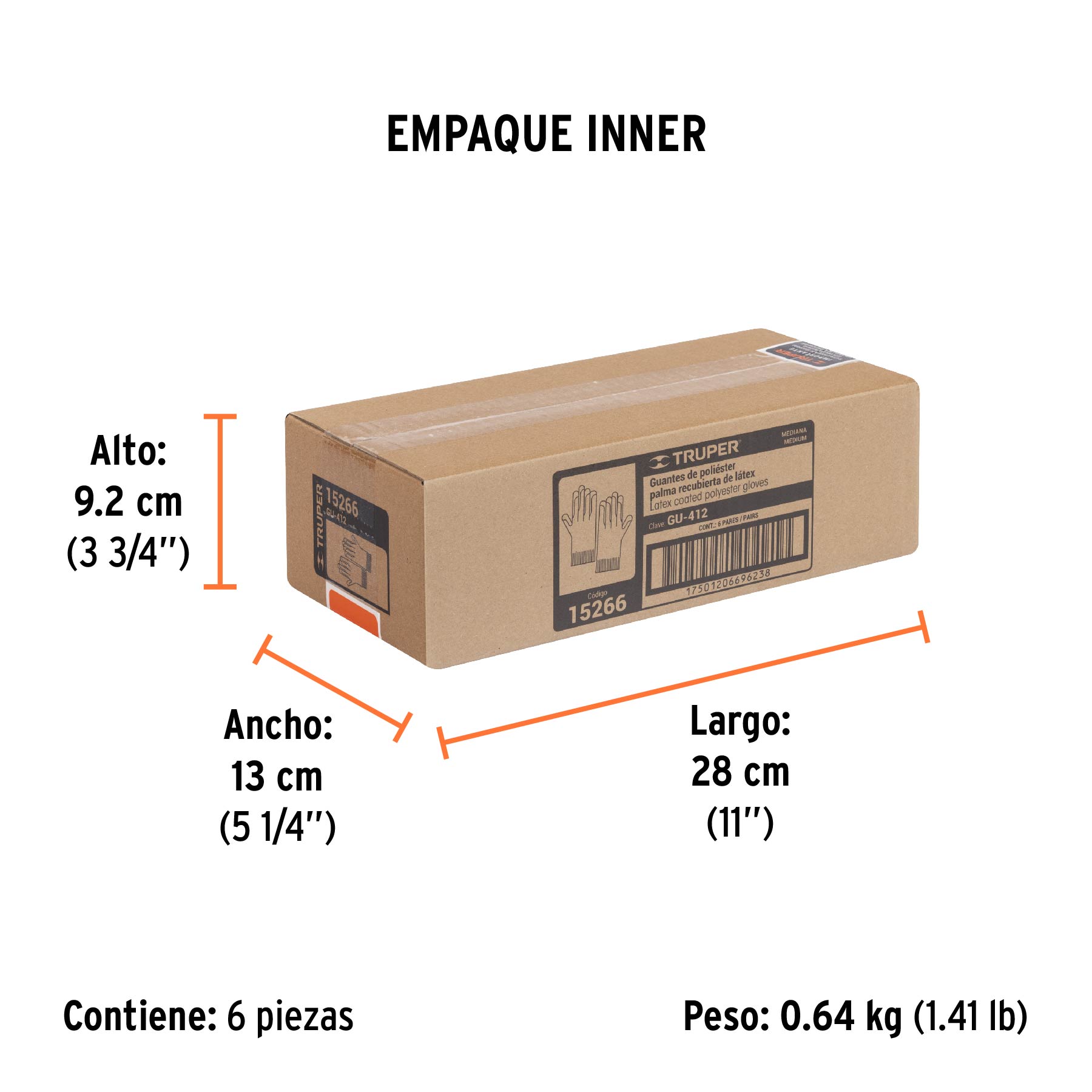 Guantes de poliéster recubiertos de látex, M, TRUPER TRUPER