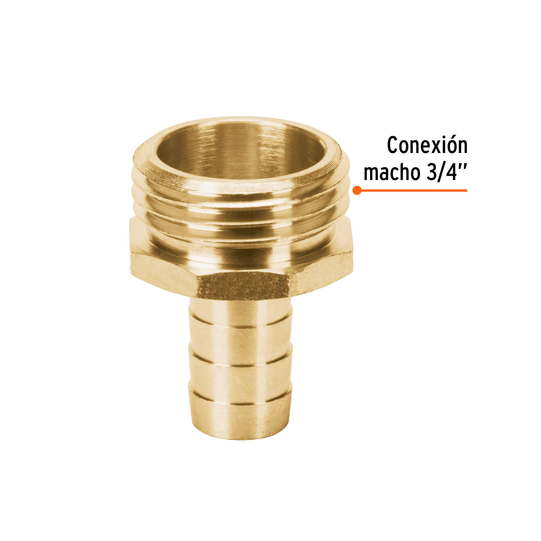 Conector 1/2" macho de latón sólido para manguera, TRUPER TRUPER