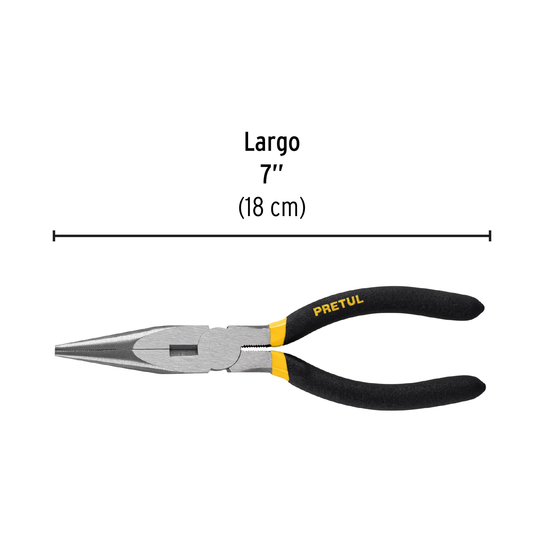 Pinza de punta y corte 7" mango de PVC, PRETUL PRETUL