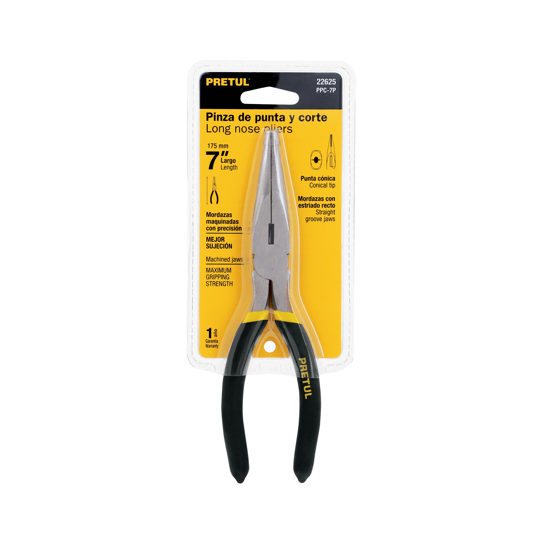 Pinza de punta y corte 7" mango de PVC, PRETUL PRETUL