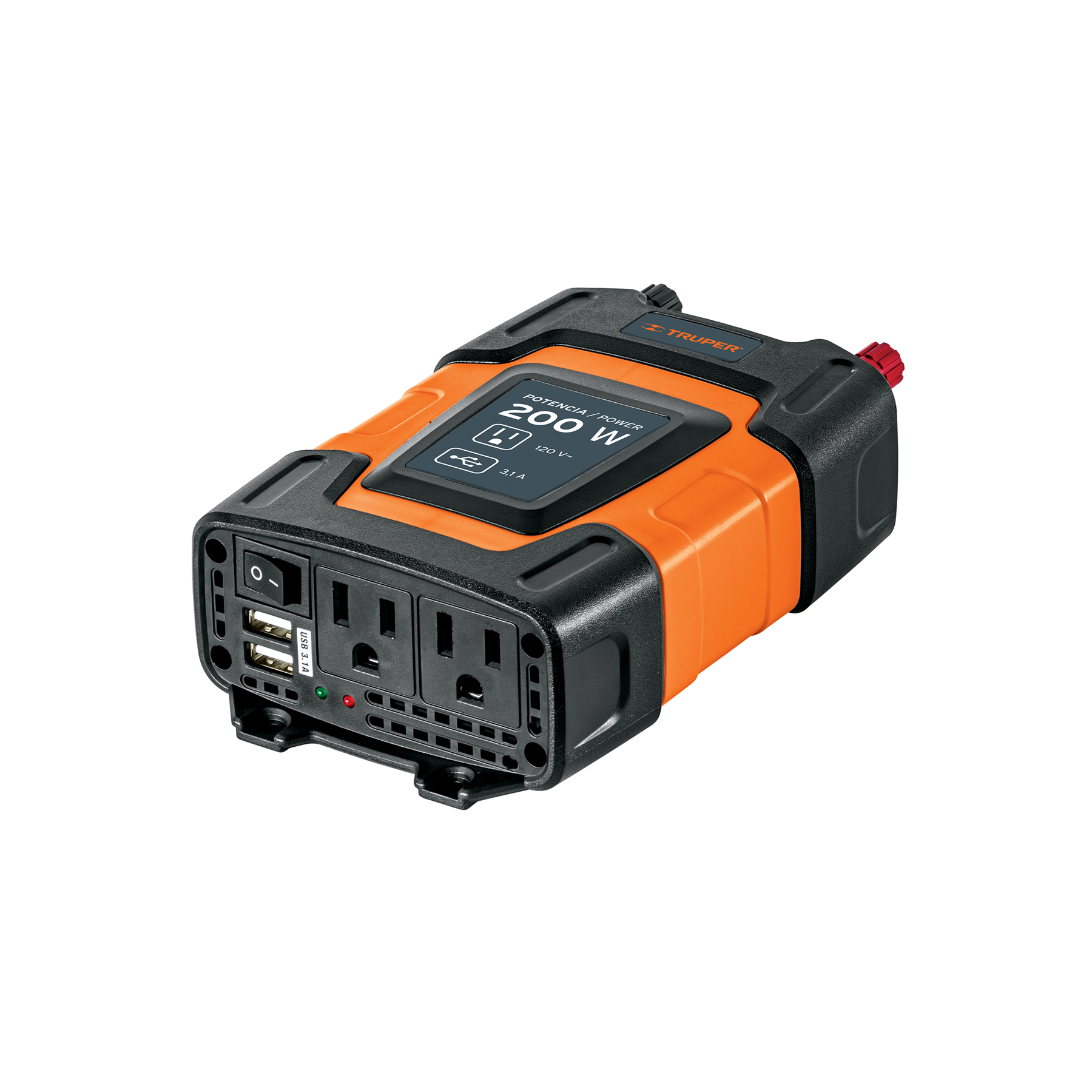 Inversor de corriente de 200 W con puertos USB, TRUPER TRUPER