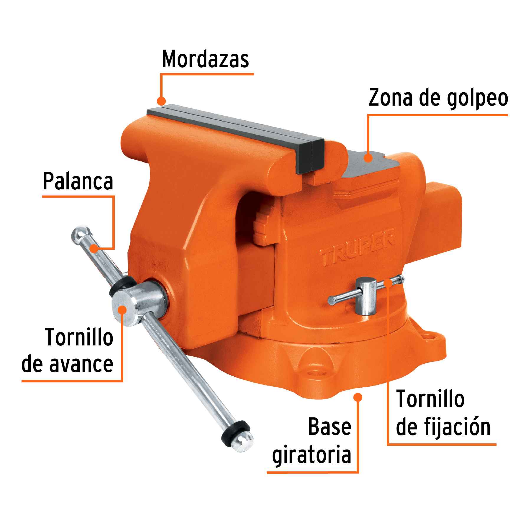Tornillo de banco 8" uso industrial de hierro nodular TRUPER