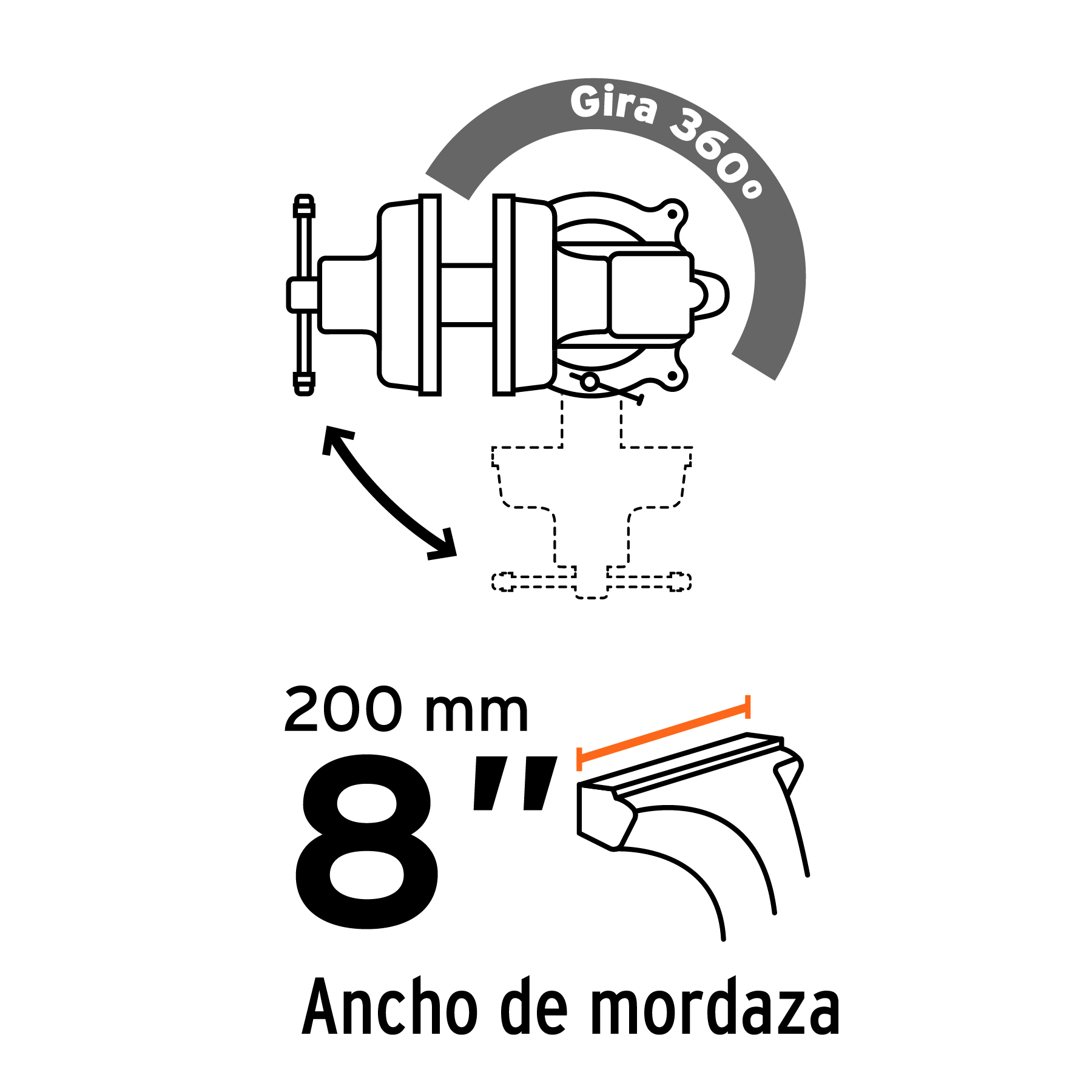 Tornillo de banco 8" uso industrial de hierro nodular TRUPER