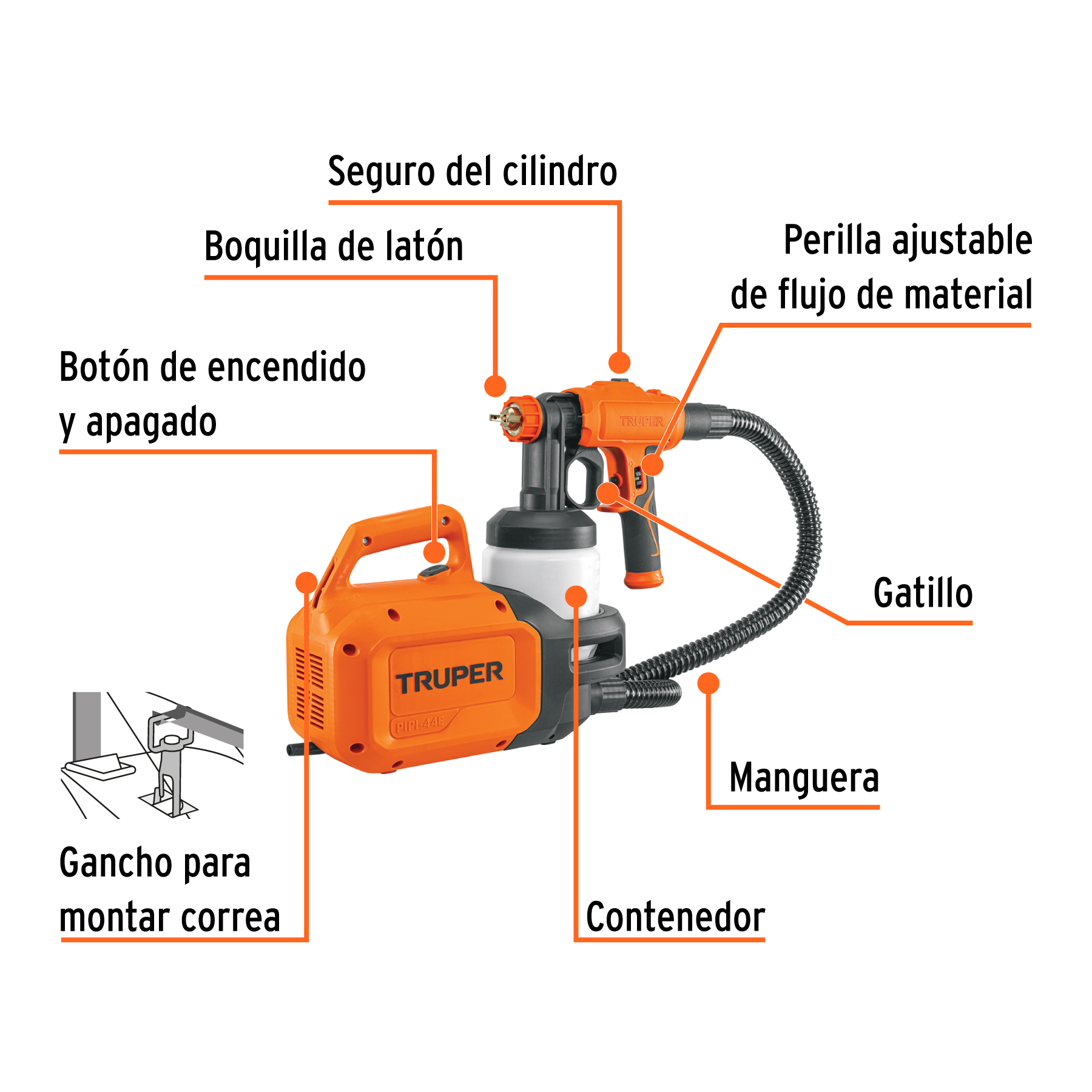 Pistola eléctrica para pintar de 600 W, TRUPER TRUPER