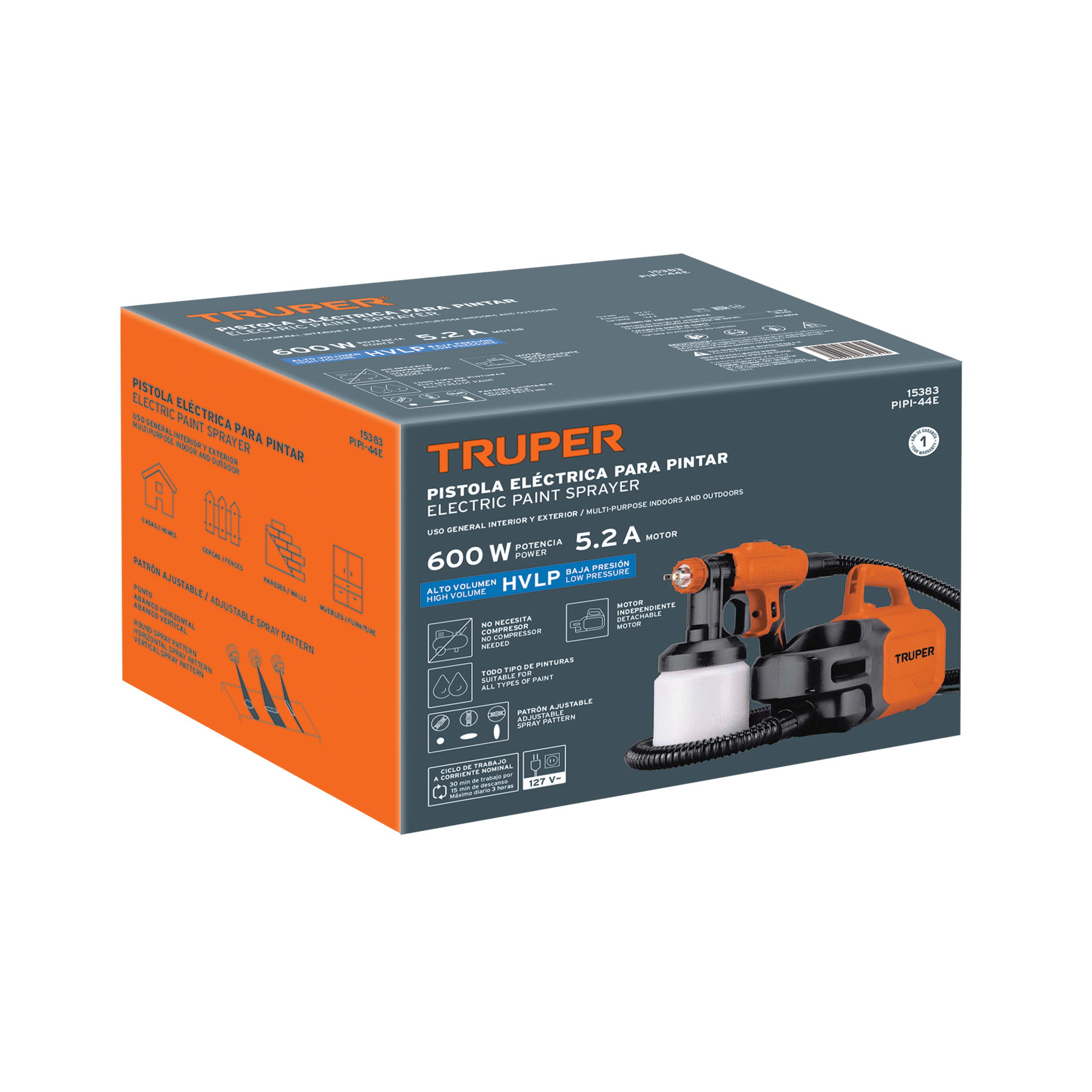 Pistola eléctrica para pintar de 600 W, TRUPER TRUPER