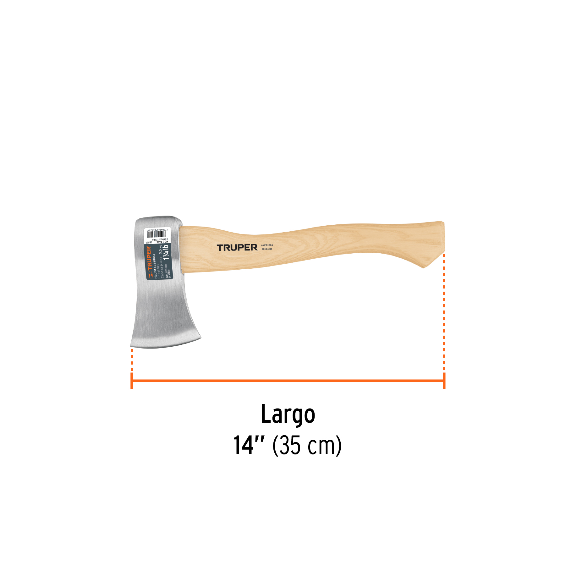 Hacha cazadora 1-1/4 lb, mango hickory 14", TRUPER TRUPER