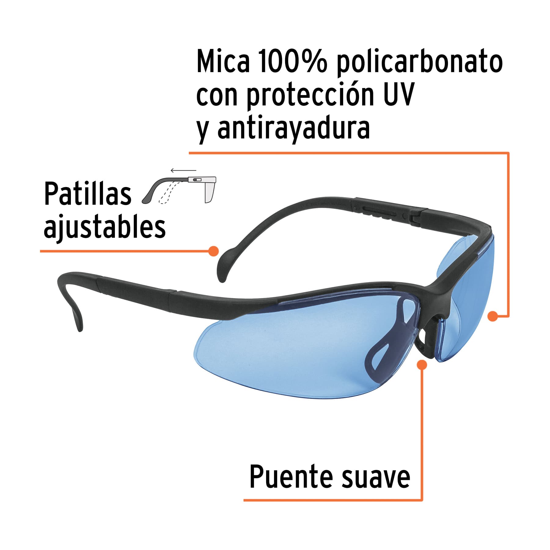 Lentes de seguridad panorámicos azules, TRUPER VISION TRUPER
