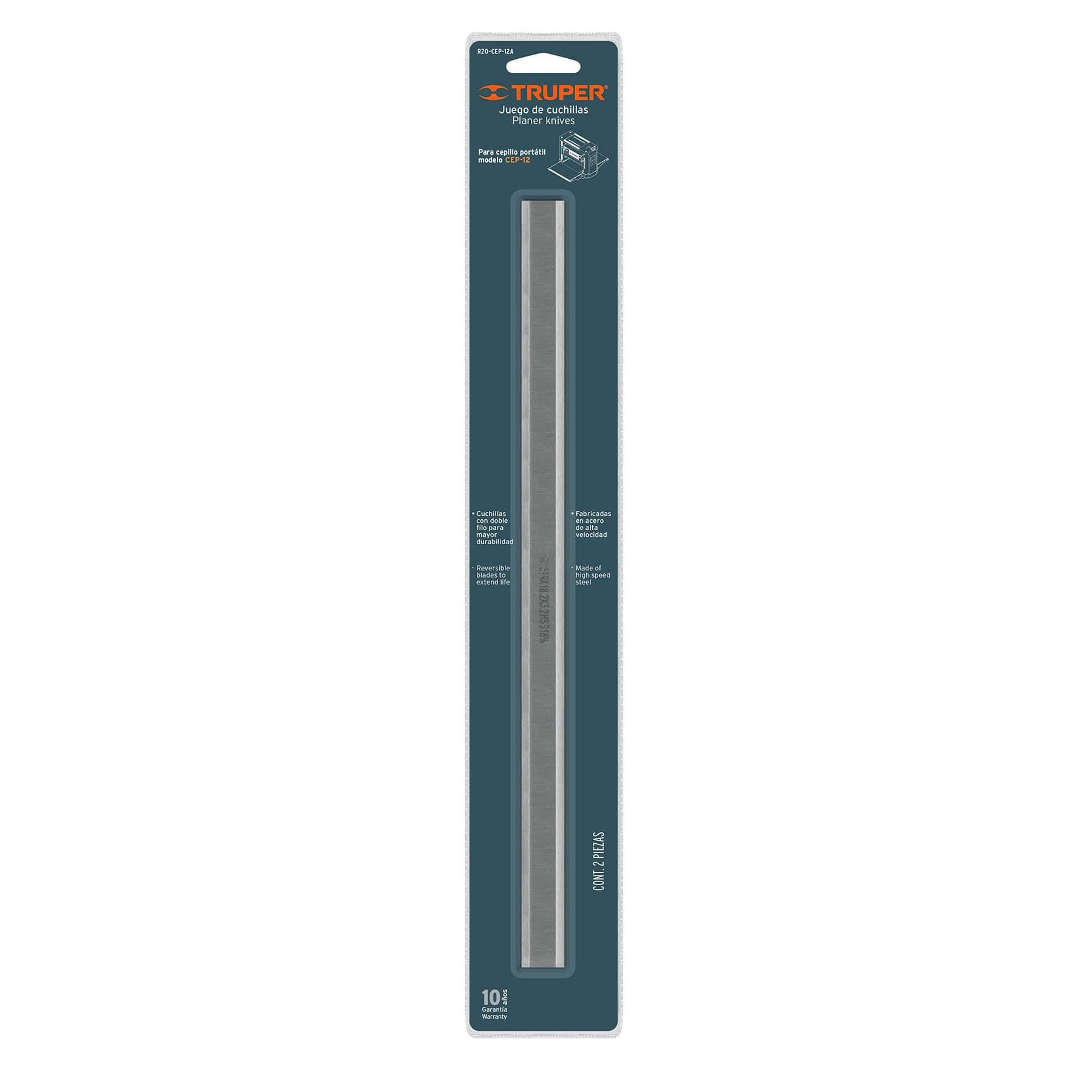 Blíster con 2 cuchillas HSS para cepillo portátil CEP-12 TRUPER