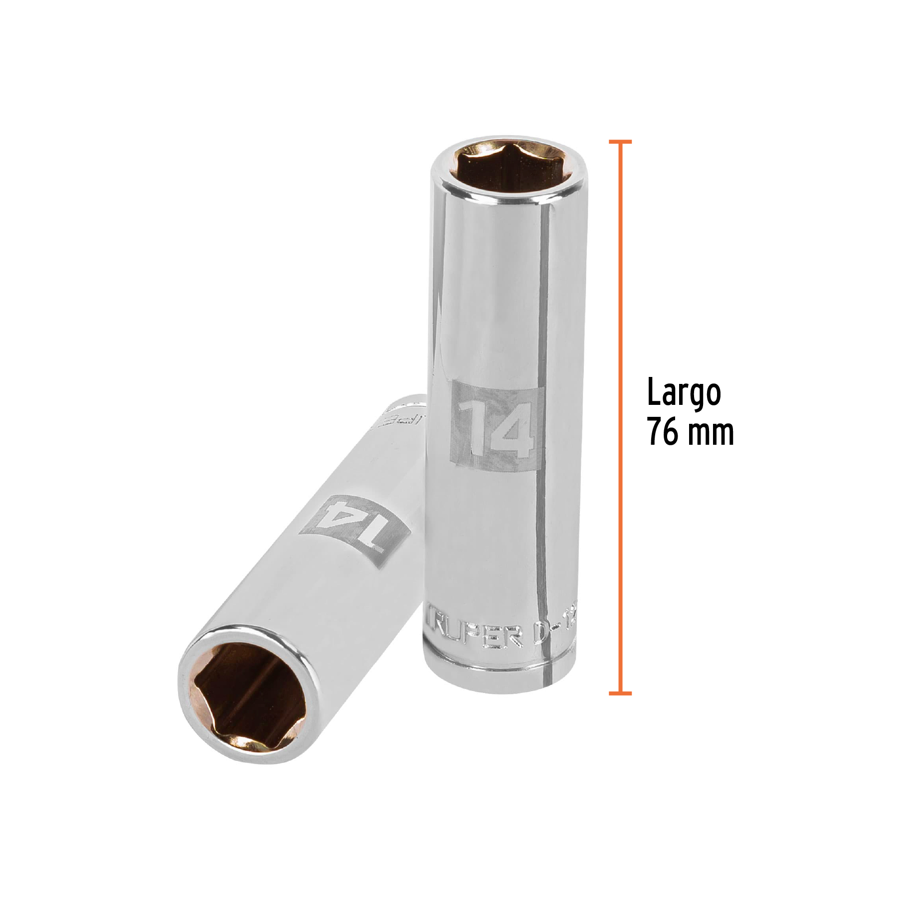 Dado largo de 14 mm, 6 puntas, cuadro 1/2", TRUPER TRUPER