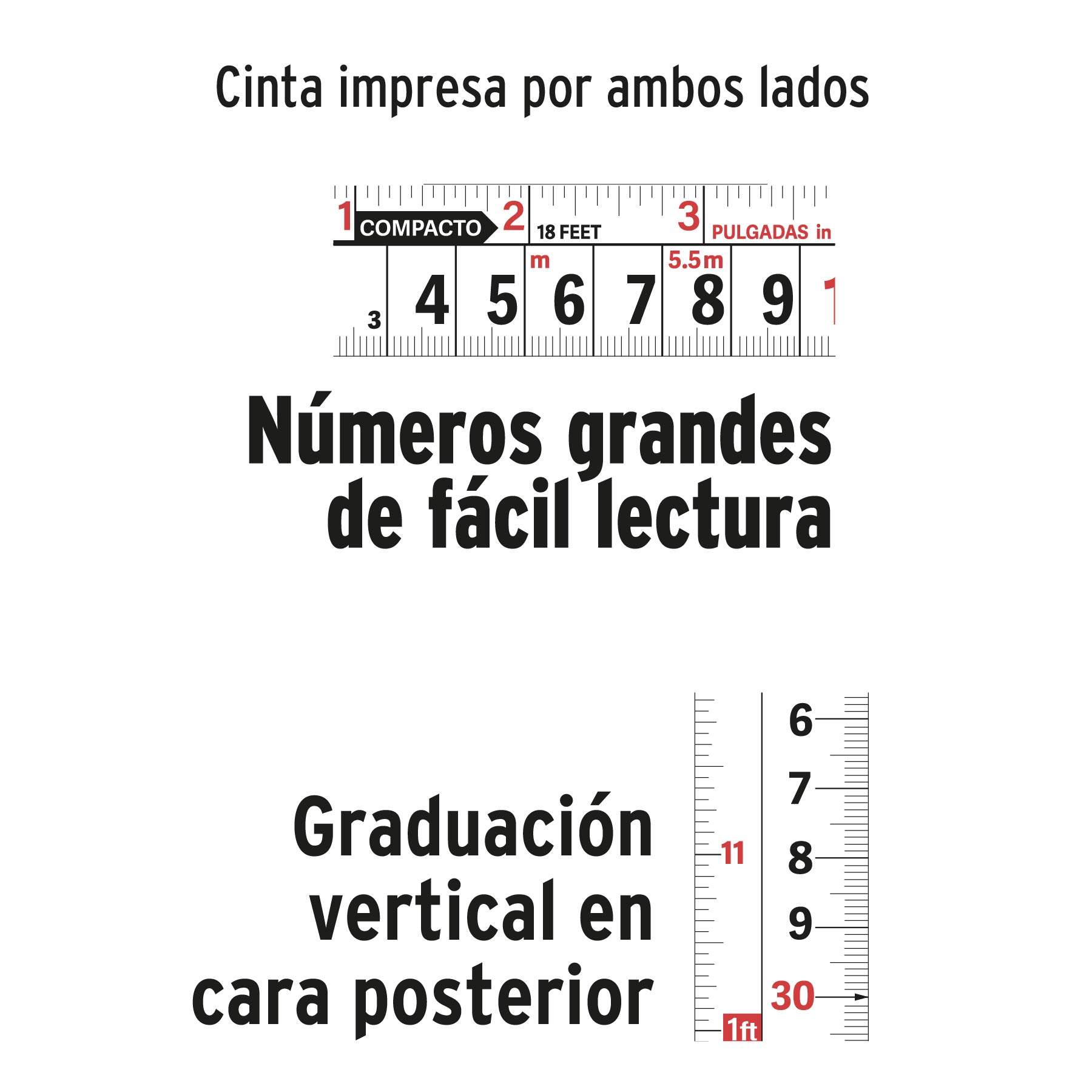 Flexómetro compacto contra impactos 3 m cinta 16 mm, TRUPER TRUPER