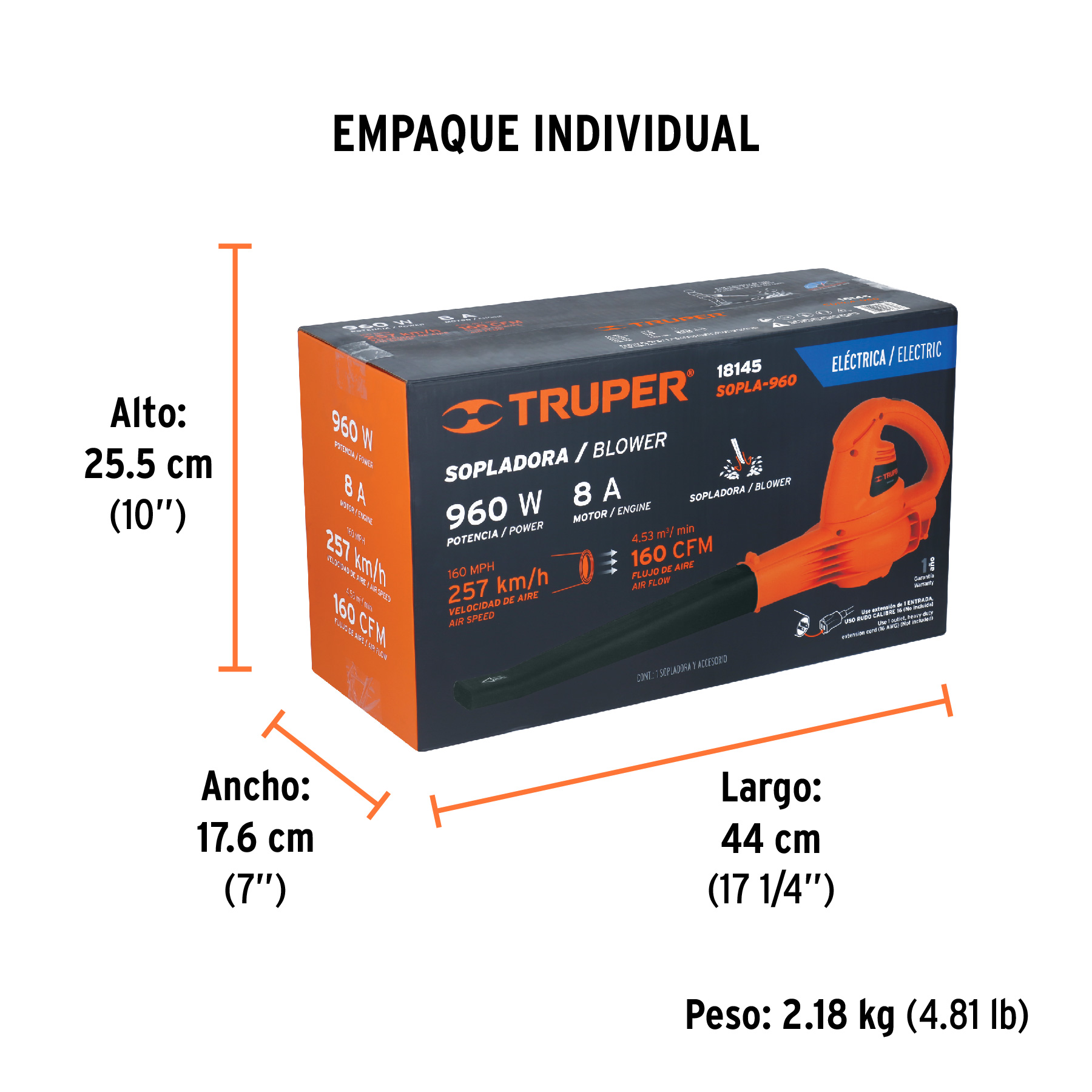 Sopladora eléctrica de 960 W, TRUPER TRUPER