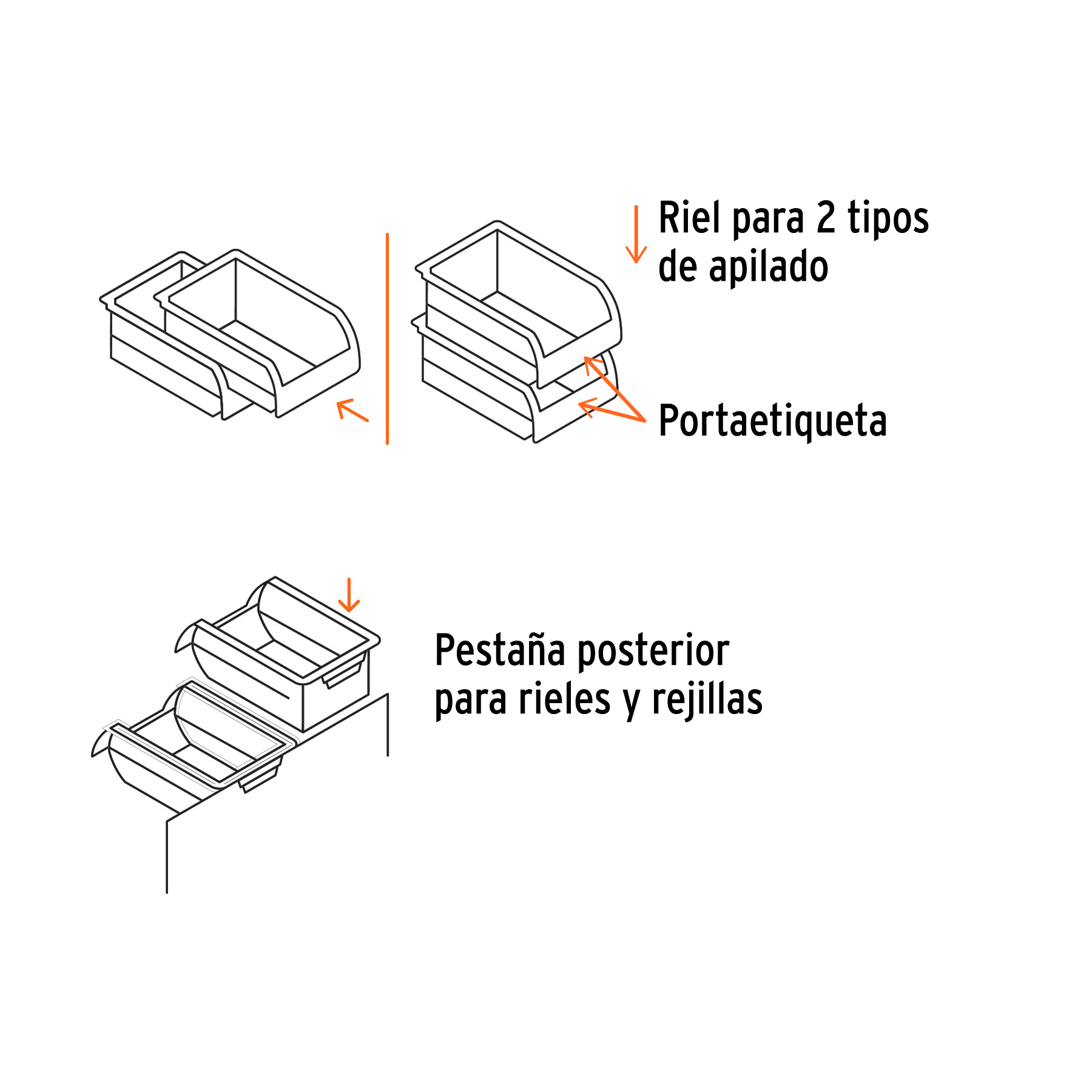 Gaveta apilable 4 de plástico, 34 x 21 x 15 cm, TRUPER TRUPER