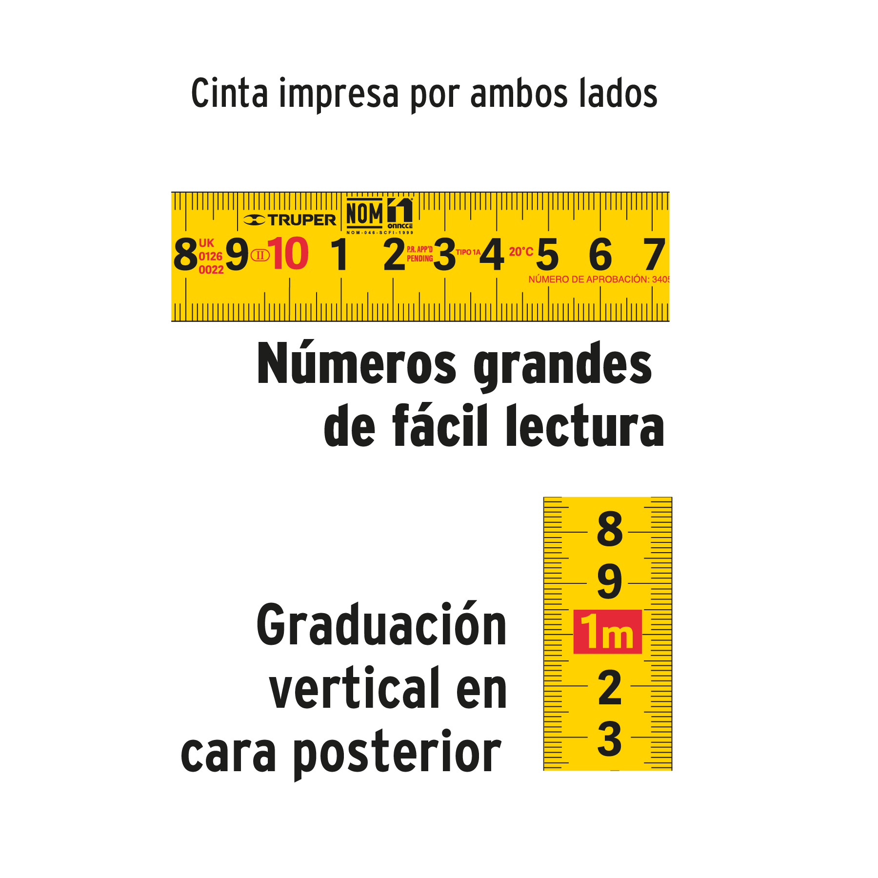 Flexómetro contra impactos 5 m cinta 19 mm grad. métrica TRUPER