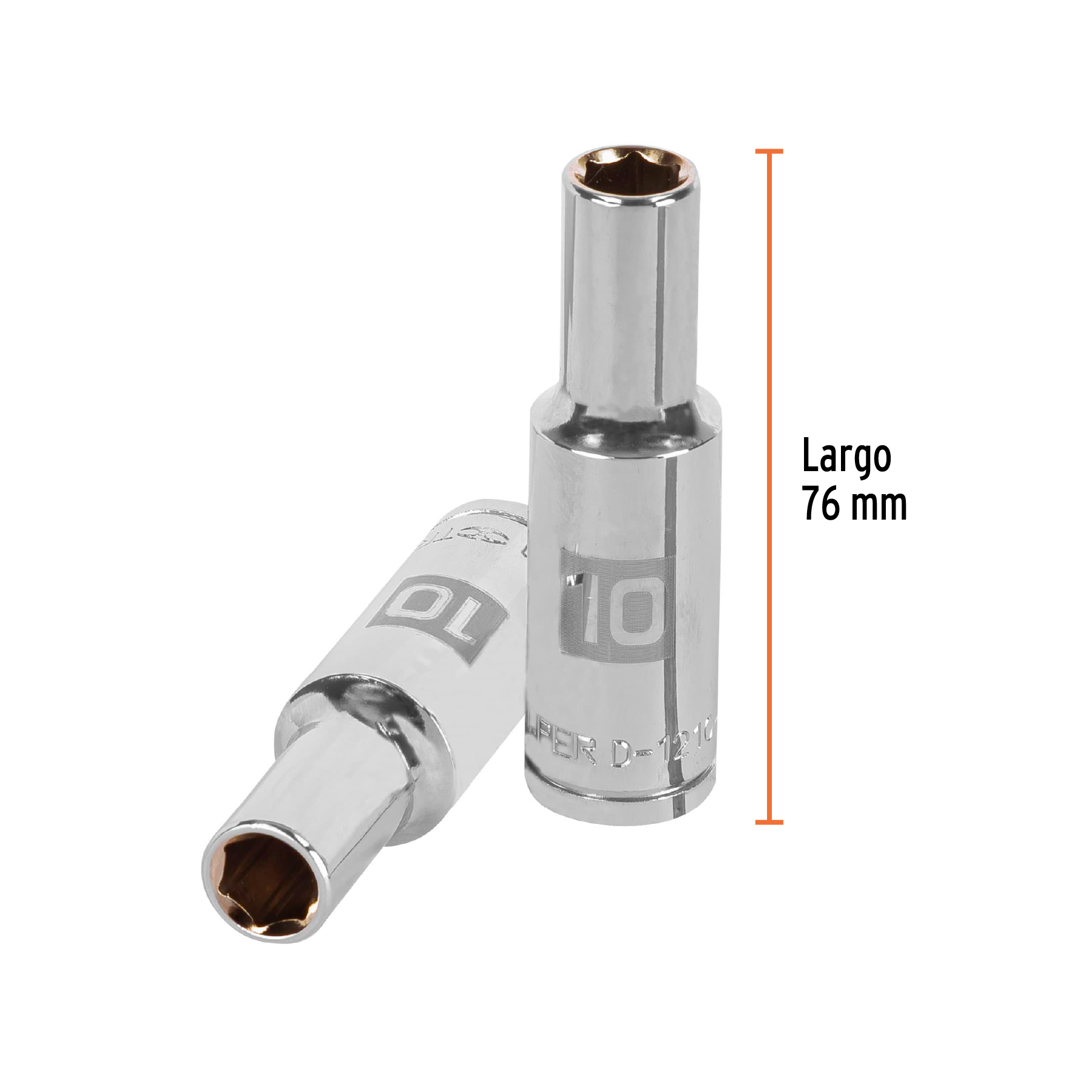 Dado largo de 10 mm, 6 puntas, cuadro 1/2", TRUPER TRUPER