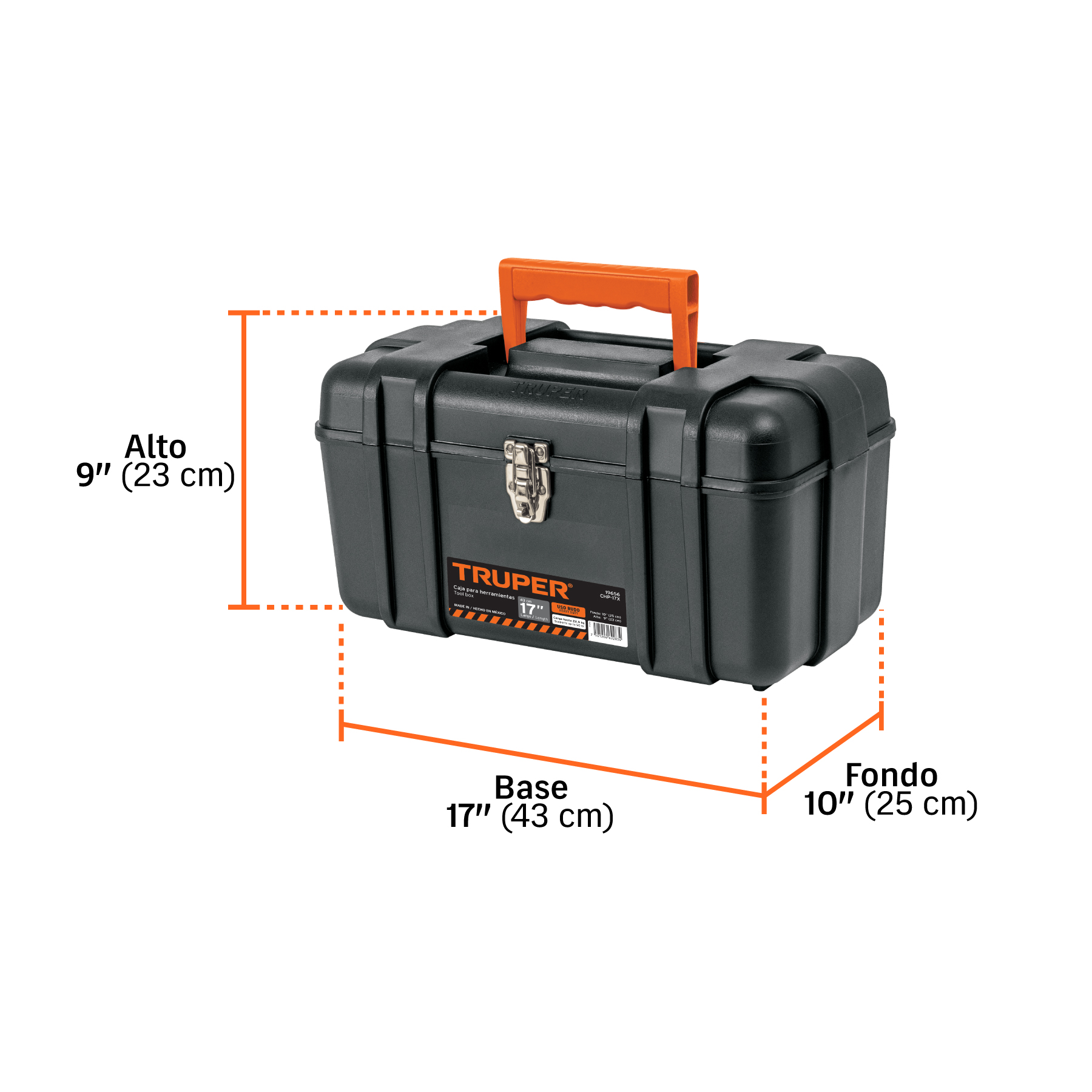 Caja para herramienta 17" industrial con broches metálicos TRUPER