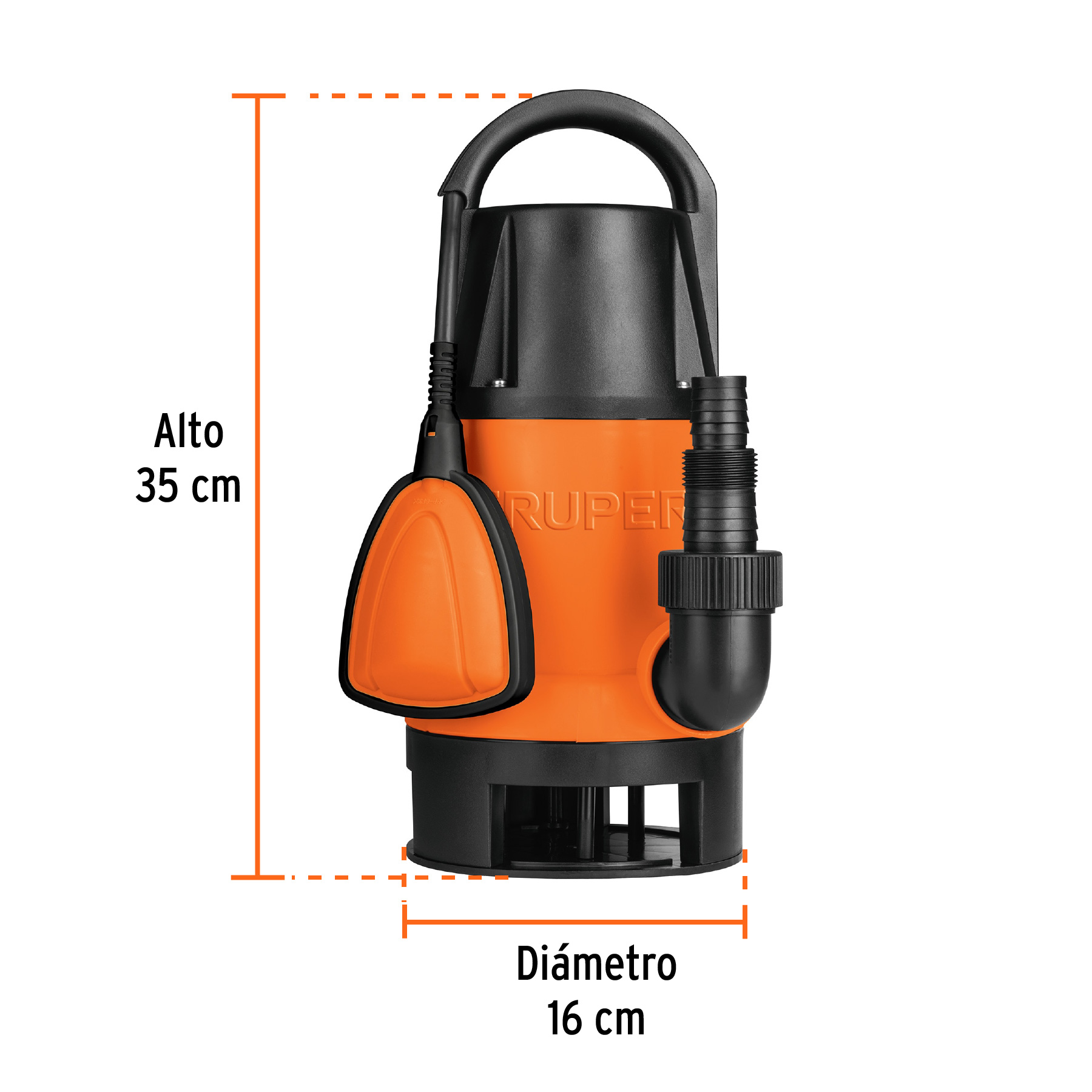 Bomba sumergible plástica, 1-1/2 HP para agua sucia, TRUPER TRUPER