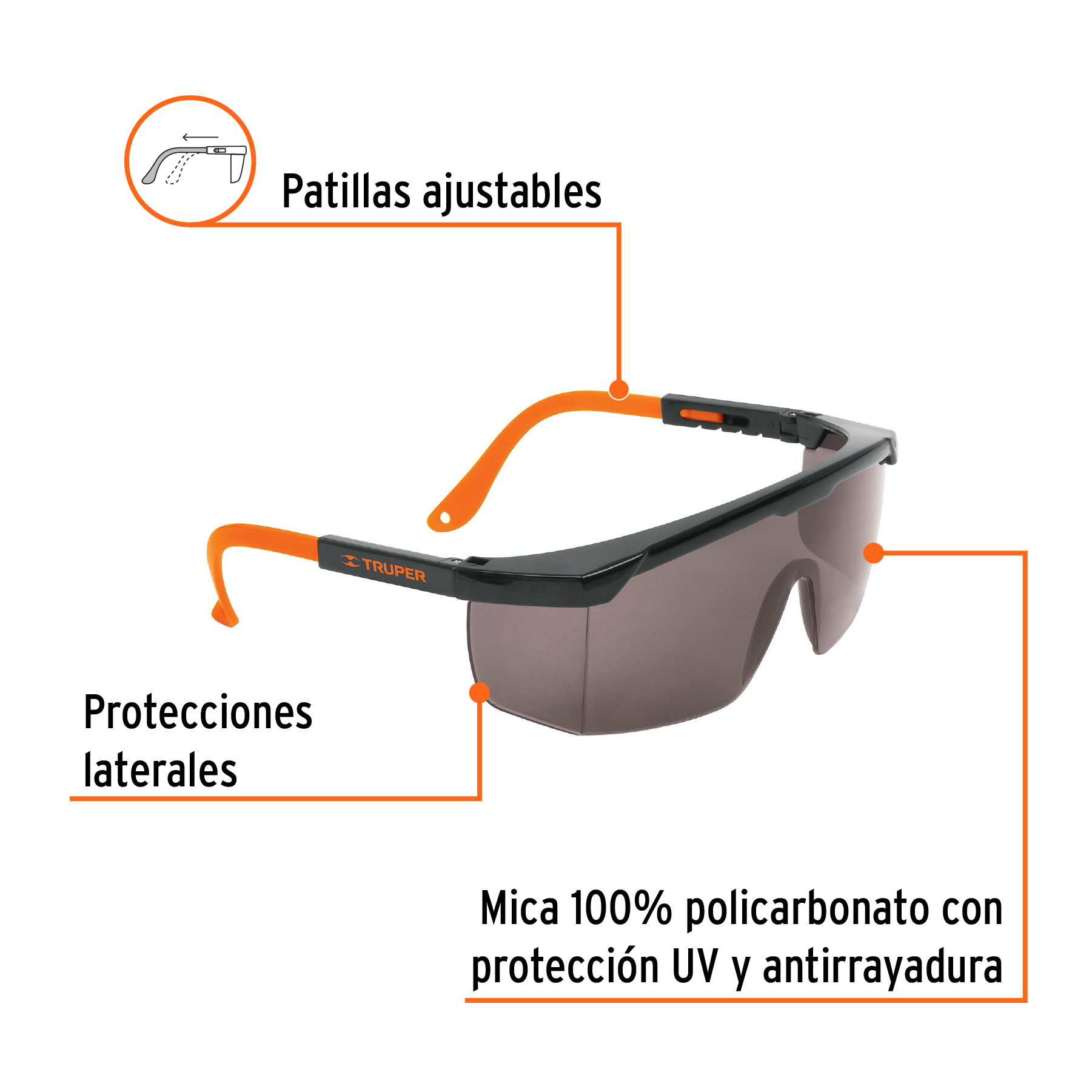 Lentes de seguridad ajustables grises, TRUPER Classic TRUPER
