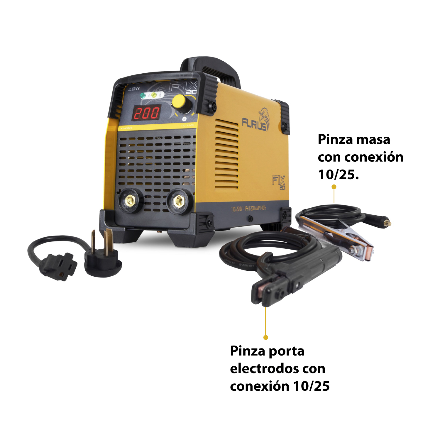 Soldador inversor 200A 110/220V TIG, MMA . FIX 201 FURIUS