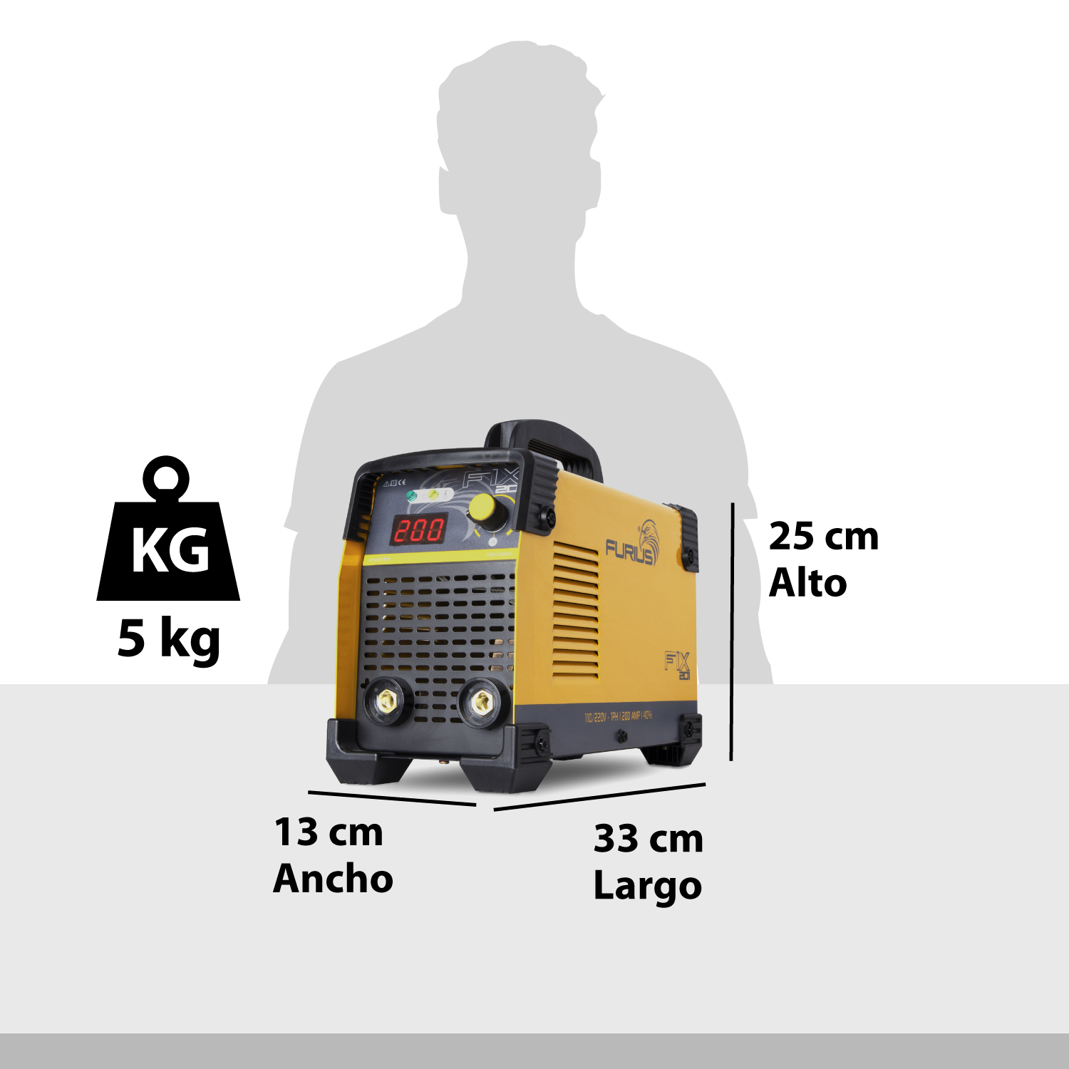 Soldador inversor 200A 110/220V TIG, MMA . FIX 201 FURIUS