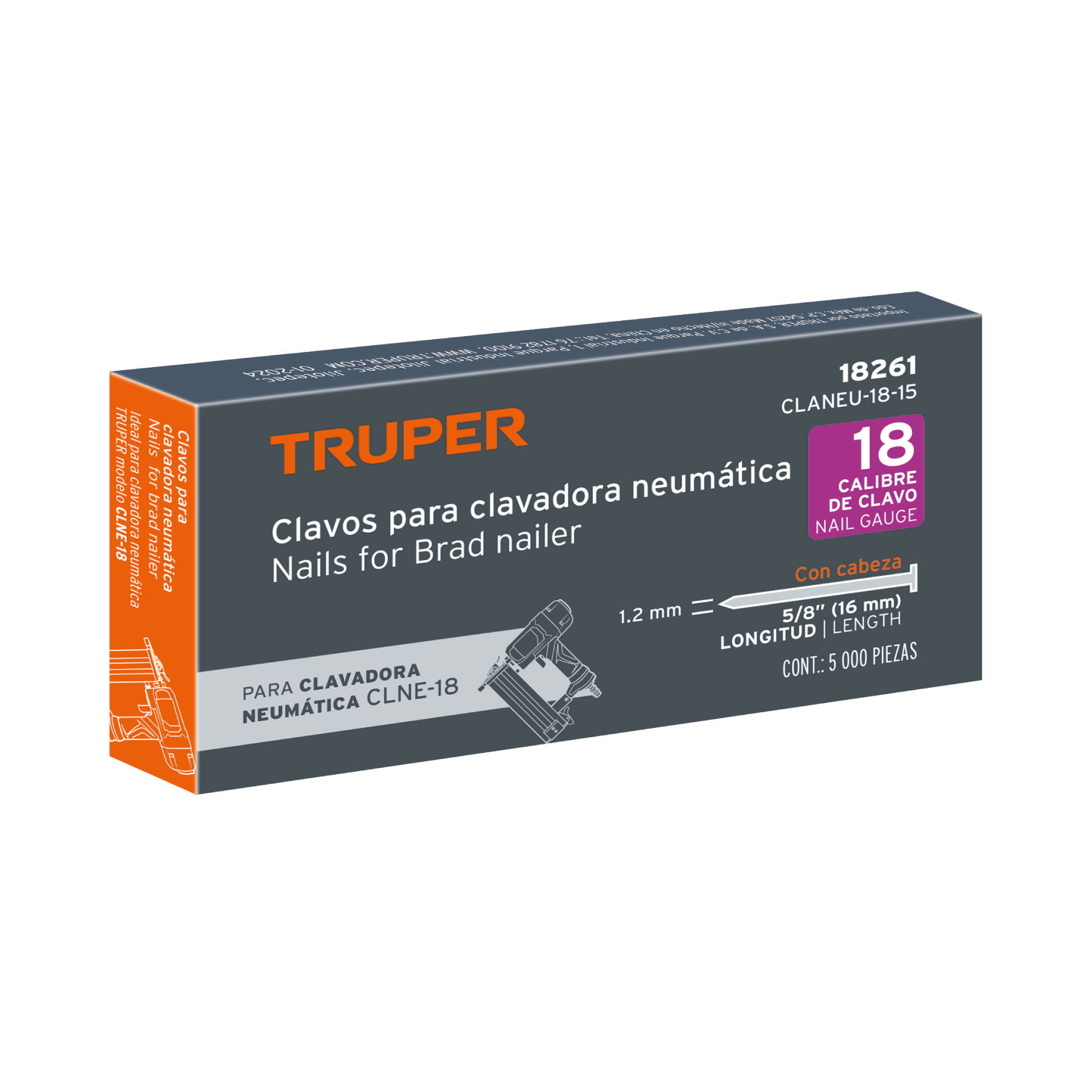 CLAVO 18261 P/CLAVADORA NEUMAT 5/8" X 5000PZ CLNEU-2-15 TRUPER JASIC