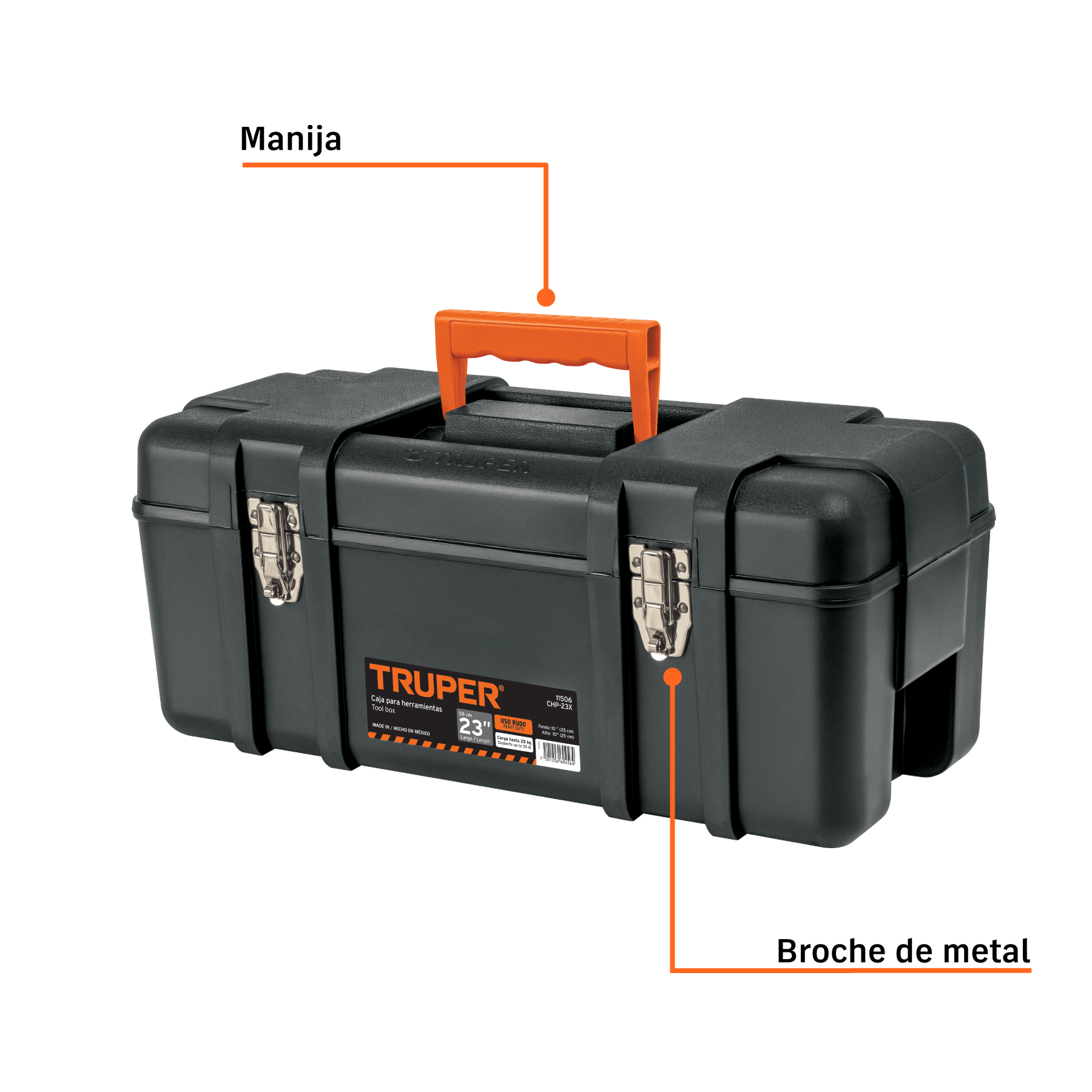 CAJA 23" HERRAM-INDUST NEGRA C/MET CHP-23X TRUPER 11506 JASIC
