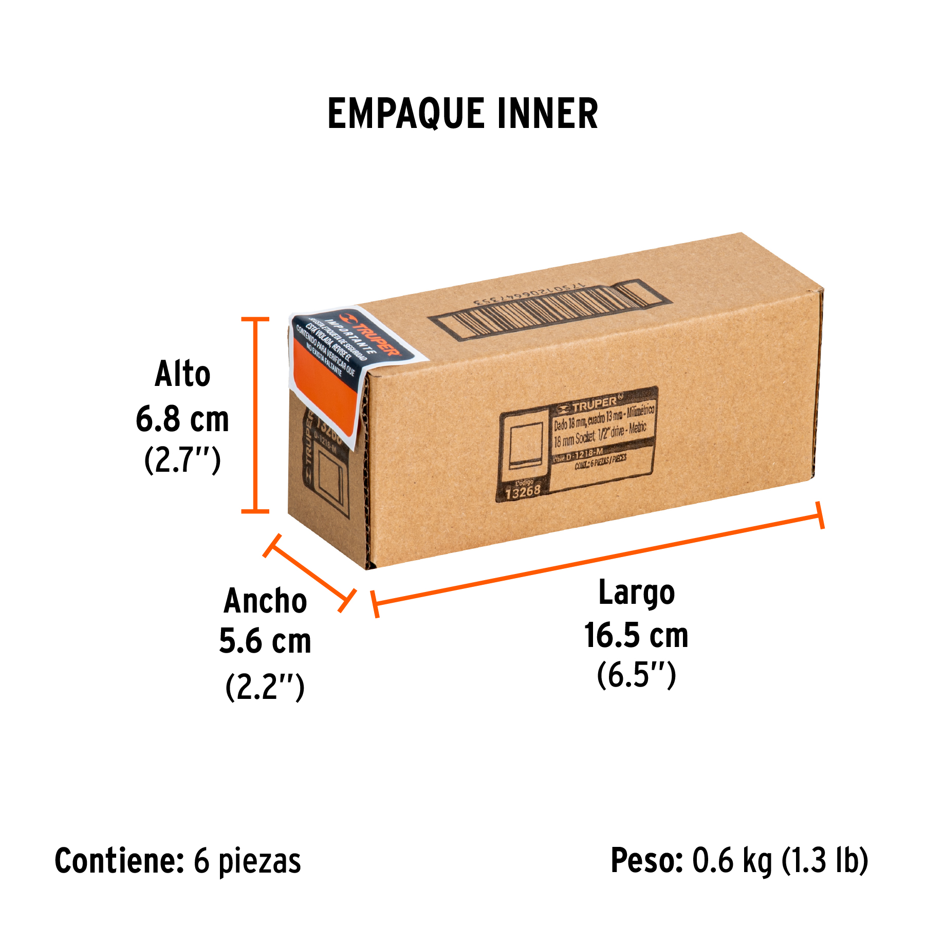 CUBO 18mm ESPIGA 1/2" HEX D-1214-M D-67 TRUPER 13268 JASIC