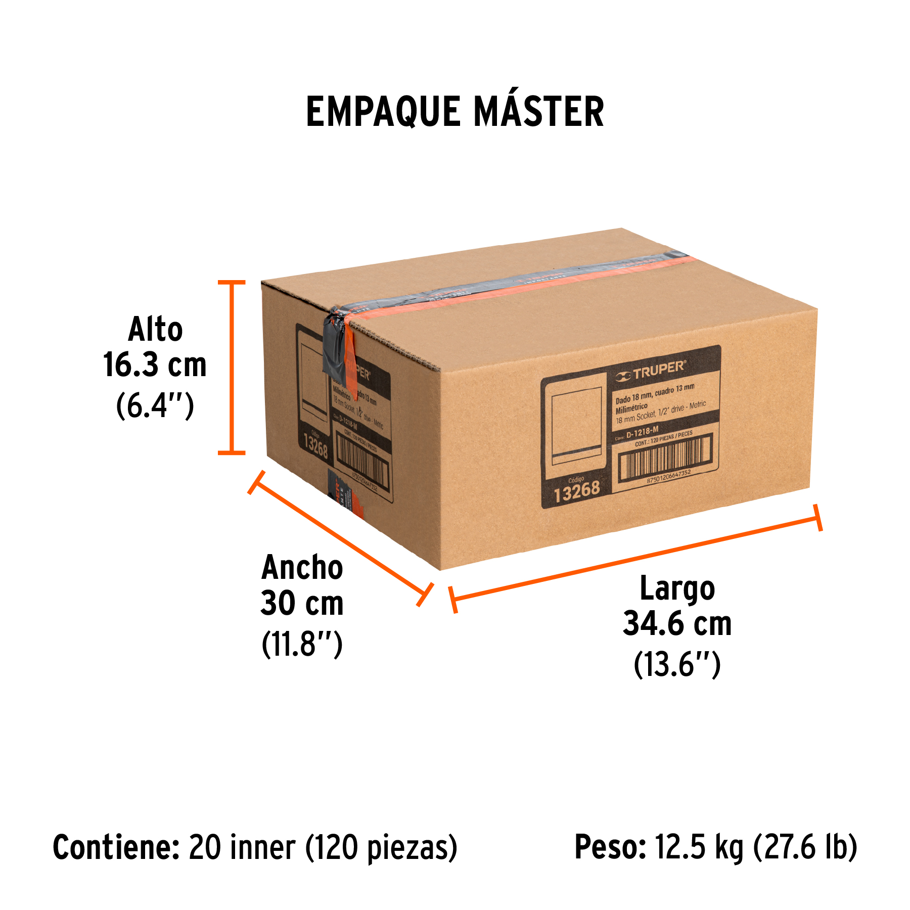 CUBO 18mm ESPIGA 1/2" HEX D-1214-M D-67 TRUPER 13268 JASIC