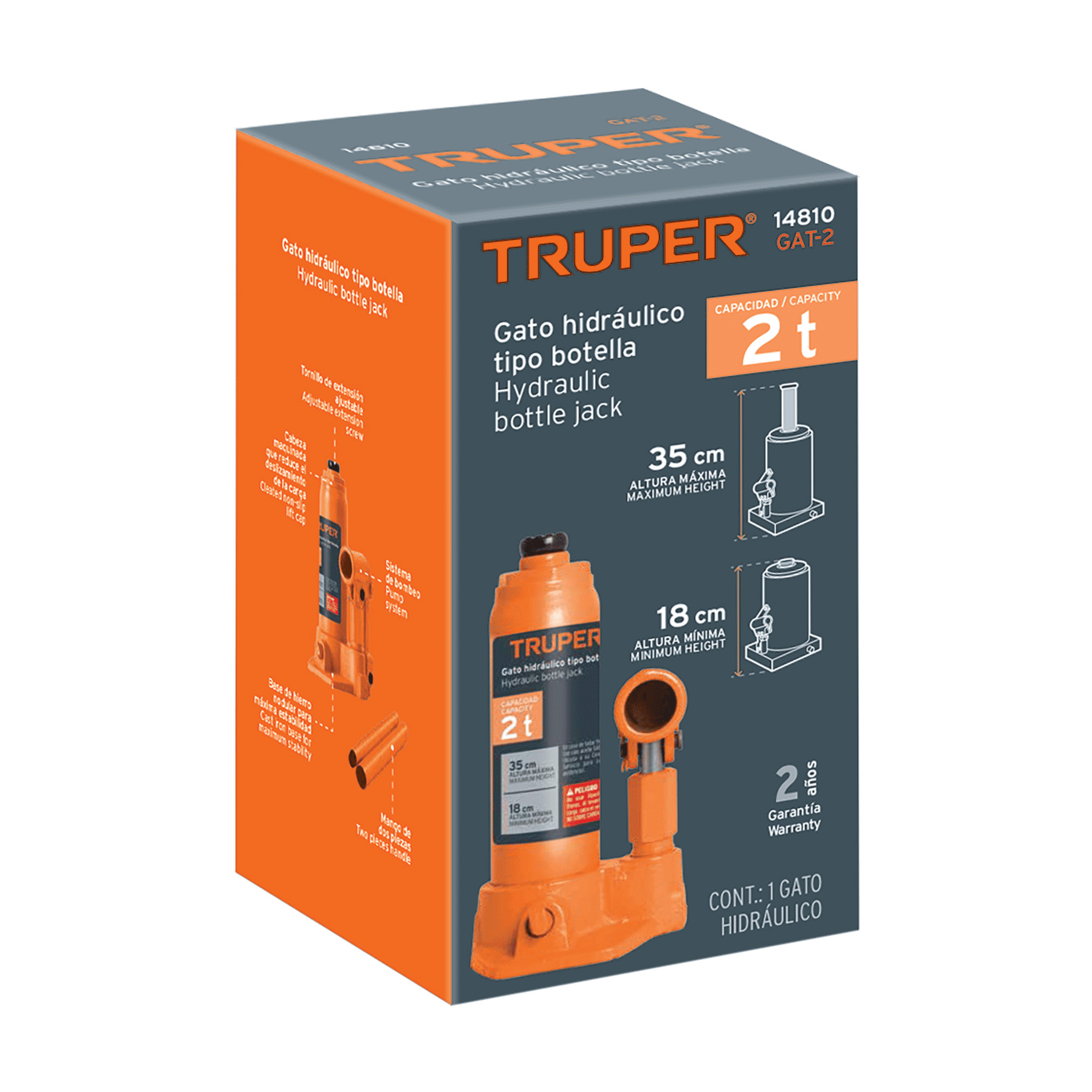 GATA 2 TON T/BOTELLA HIDRAULICA GAT-2 TRUPER 14810 JASIC