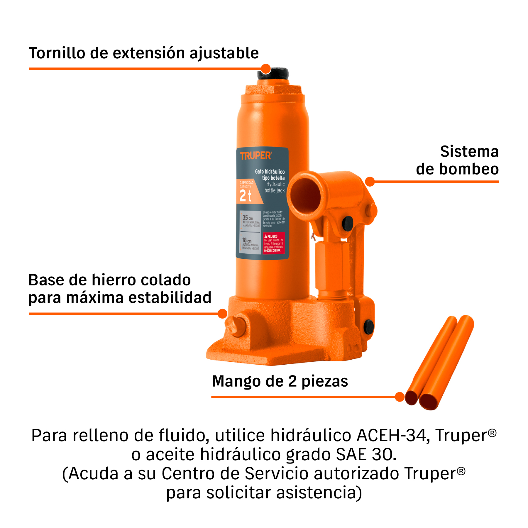 GATA 2 TON T/BOTELLA HIDRAULICA GAT-2 TRUPER 14810 JASIC
