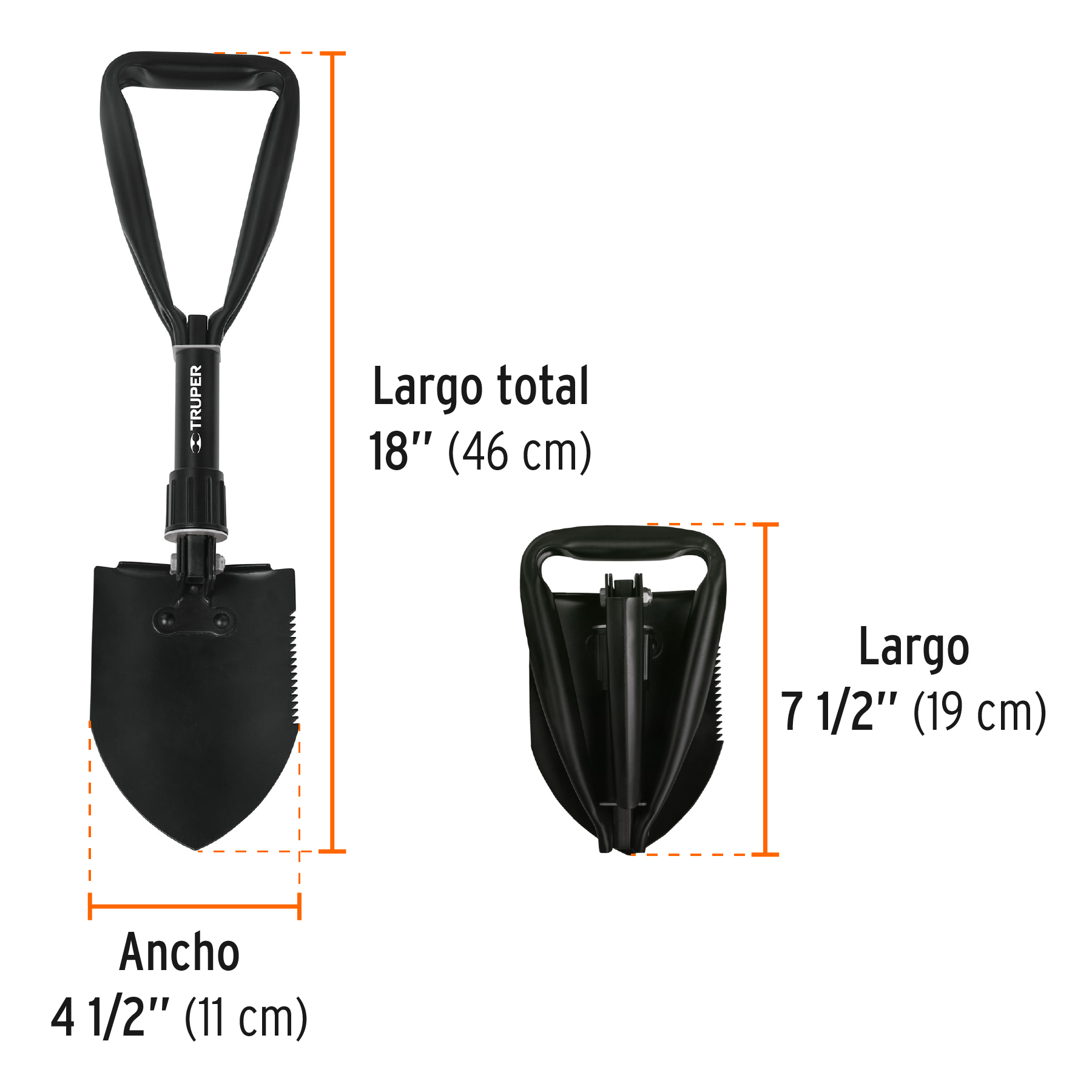 Pala plegable de 18", TRUPER TRUPER