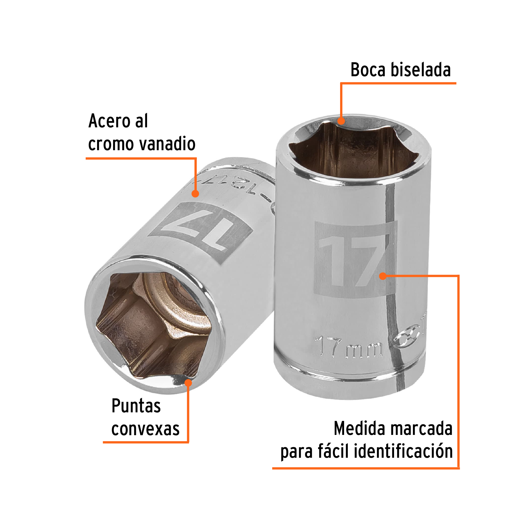Dado de 17 mm, 6 puntas, cuadro 1/2", TRUPER TRUPER