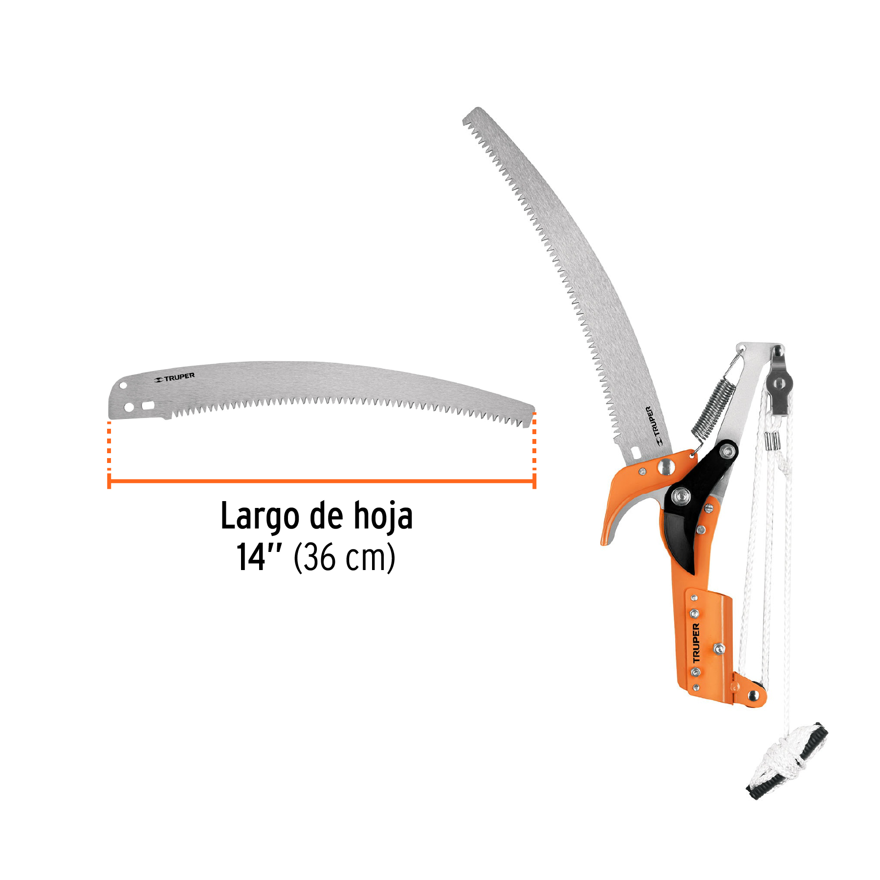 Cortador de ramas altas sin mango, hoja de acero SK5 de 14" TRUPER