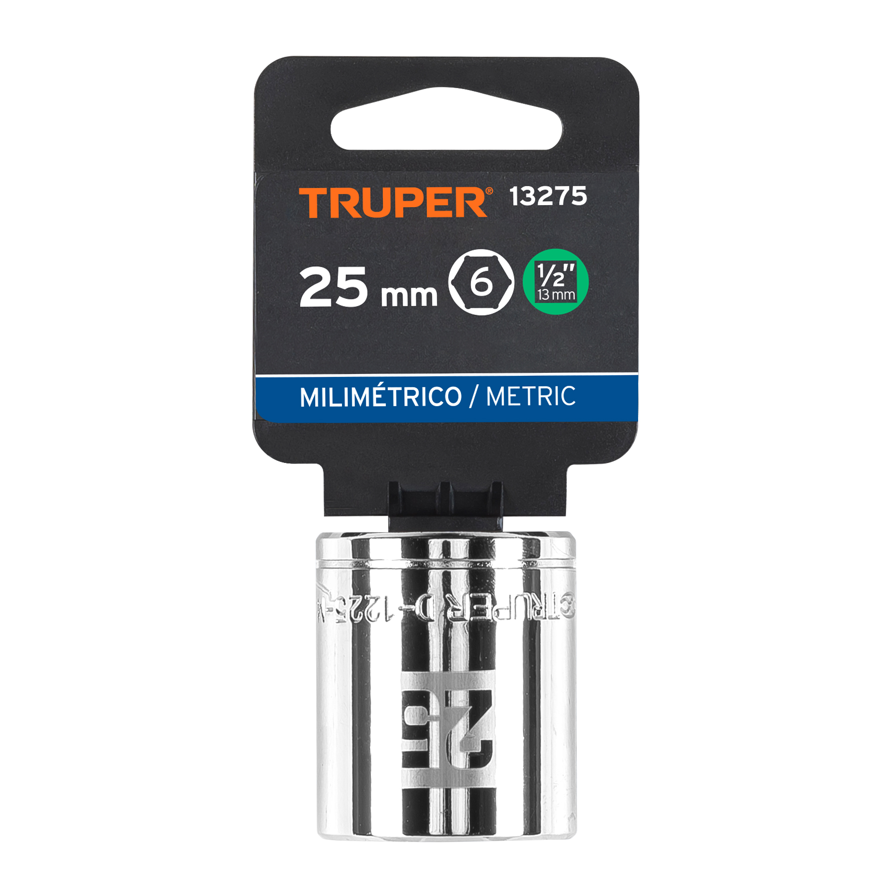 Dado de 25 mm, 6 puntas, cuadro 1/2", TRUPER TRUPER