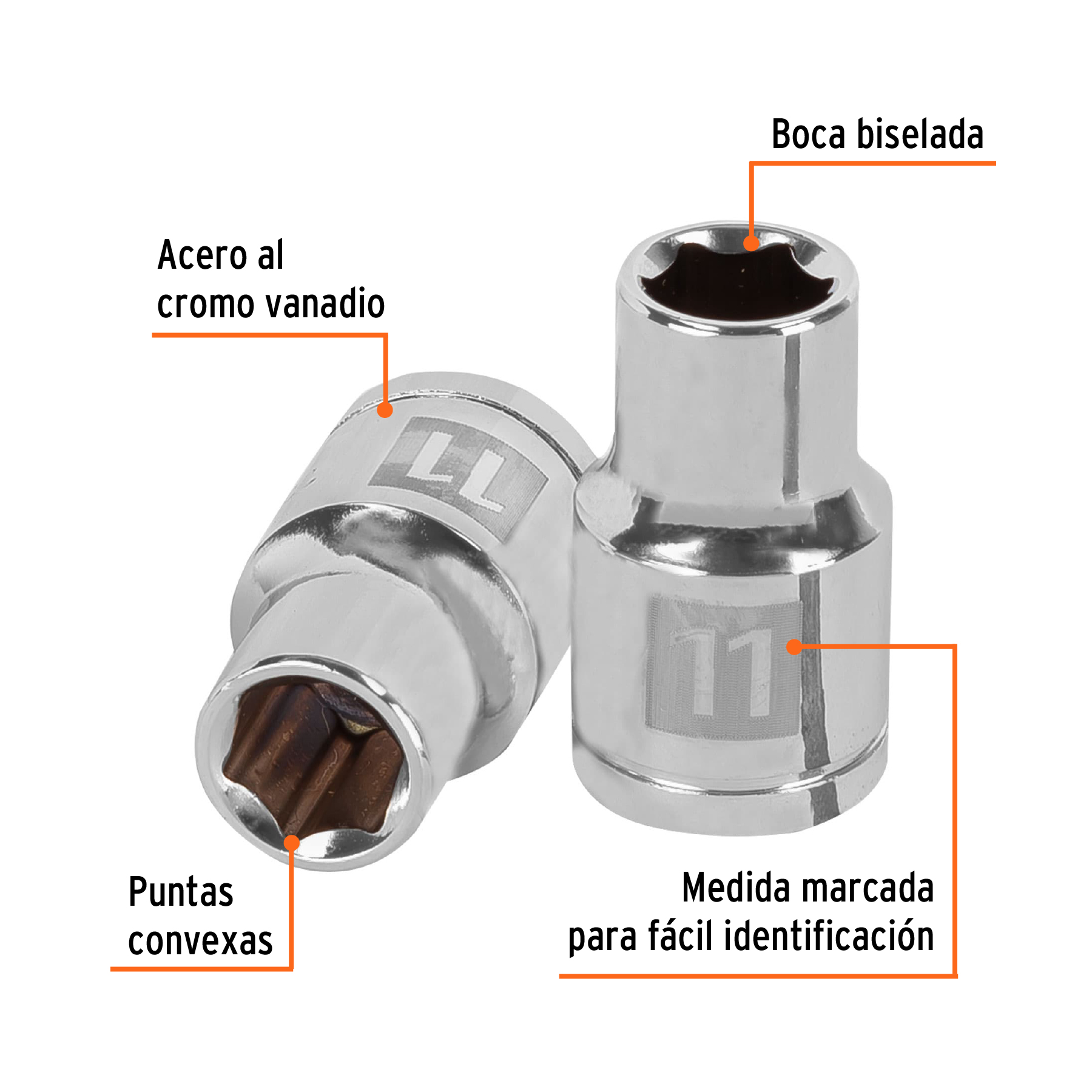 Dado de 11 mm, 6 puntas, cuadro 1/2", TRUPER TRUPER