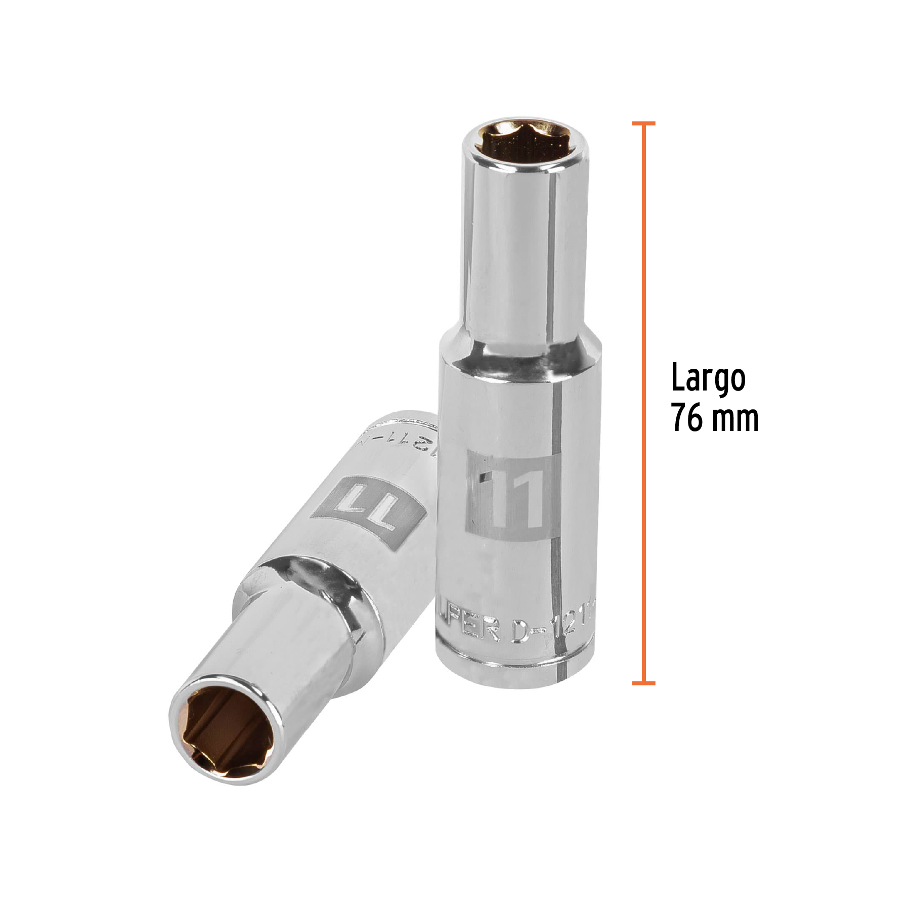 Dado largo de 11 mm, 6 puntas, cuadro 1/2", TRUPER TRUPER