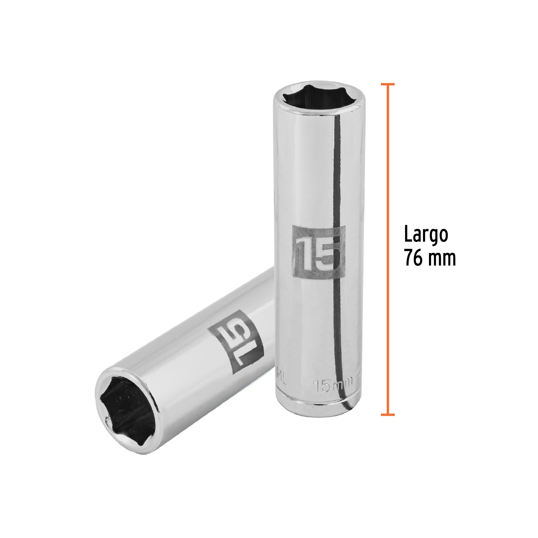 Dado largo de 15 mm, 6 puntas, cuadro 1/2", TRUPER TRUPER