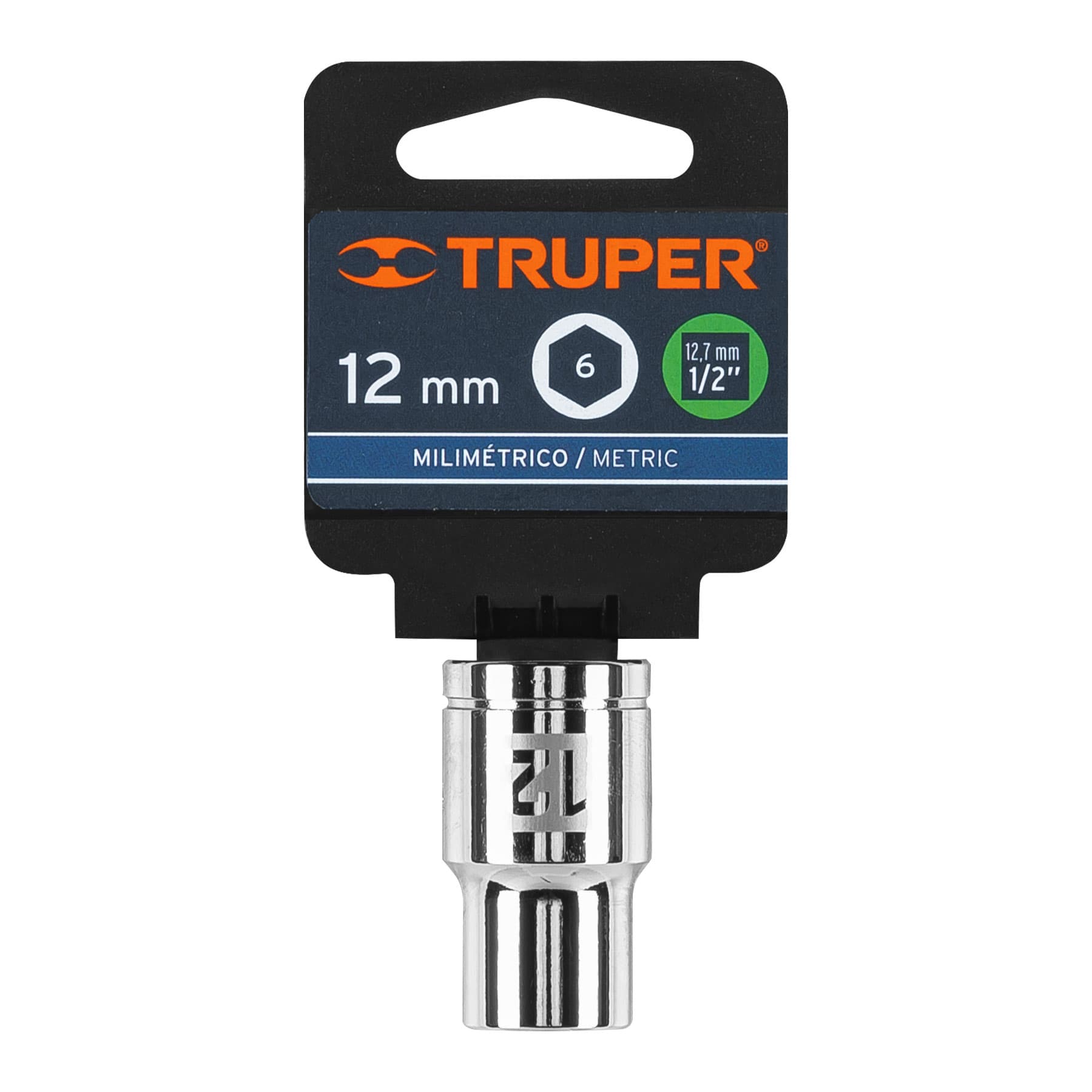 Dado de 12 mm, 6 puntas, cuadro 1/2", TRUPER TRUPER