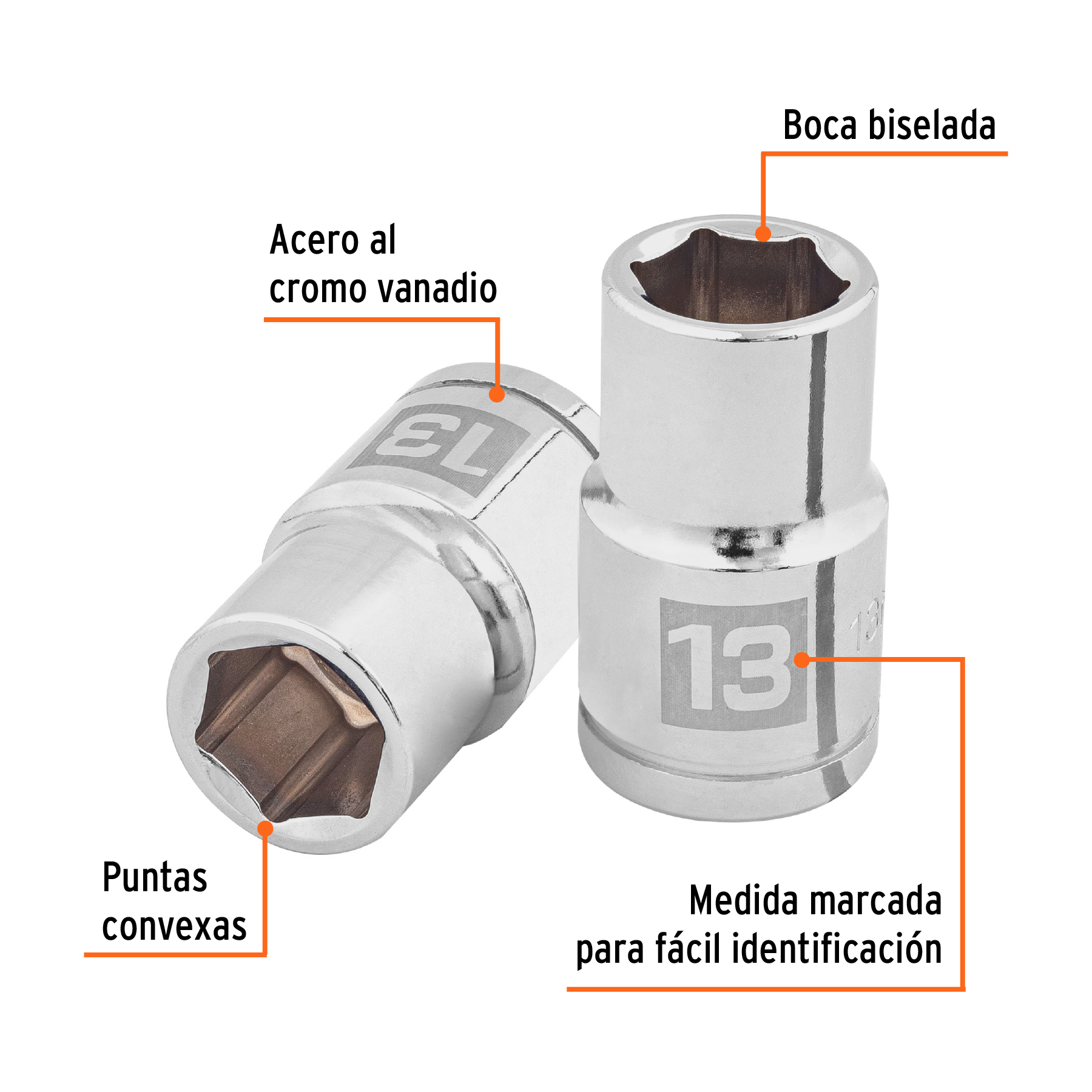 Dado de 13 mm, 6 puntas, cuadro 1/2", TRUPER TRUPER
