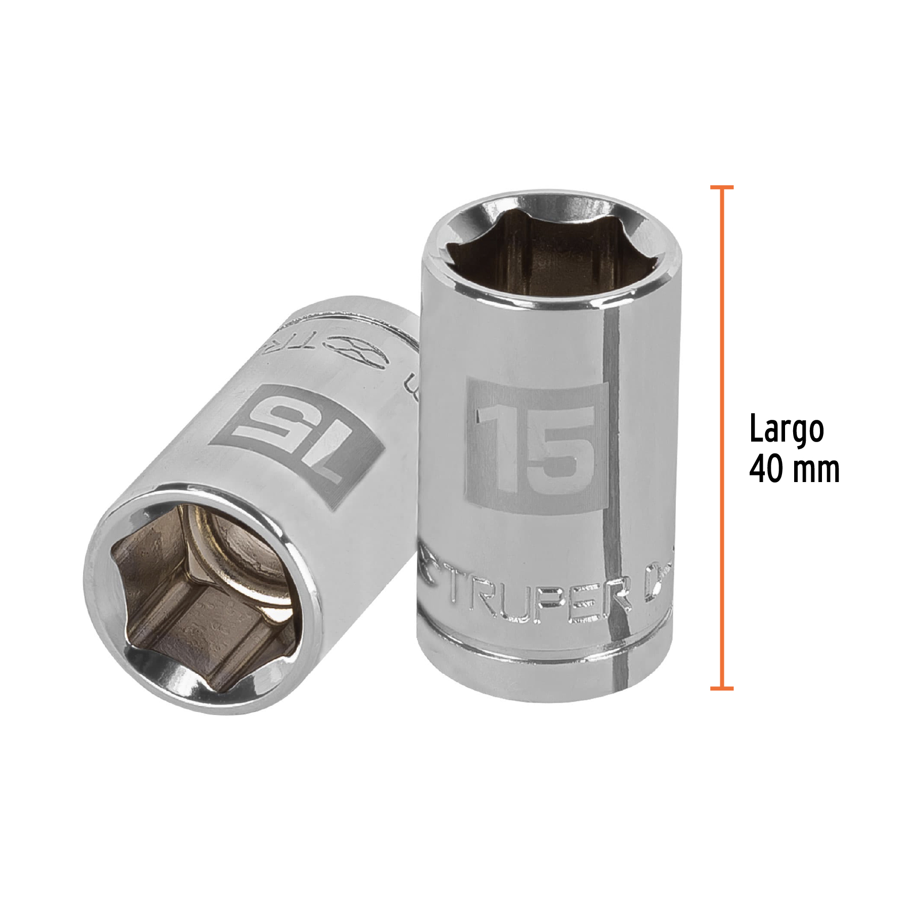 Dado de 15 mm, 6 puntas, cuadro 1/2", TRUPER TRUPER