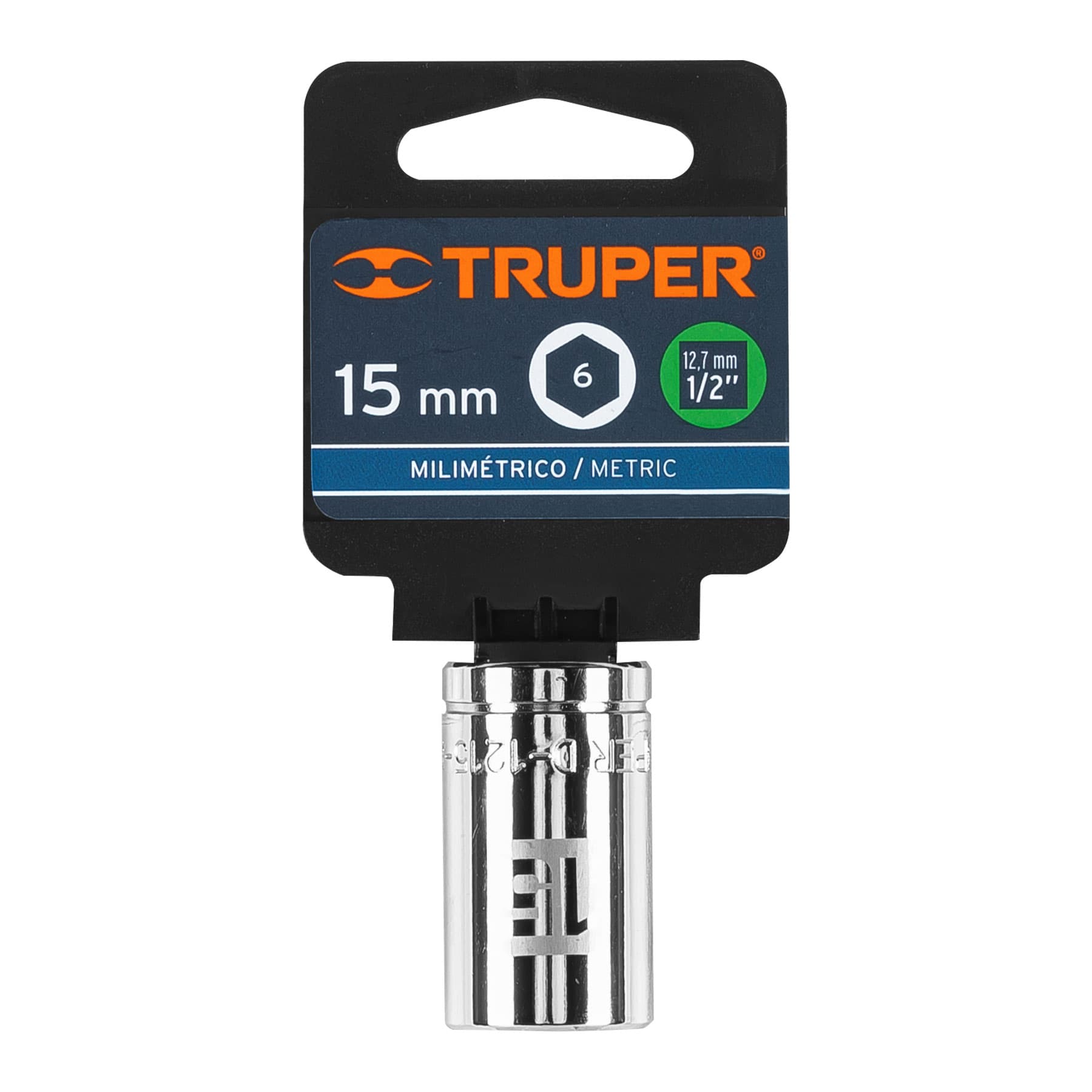 Dado de 15 mm, 6 puntas, cuadro 1/2", TRUPER TRUPER