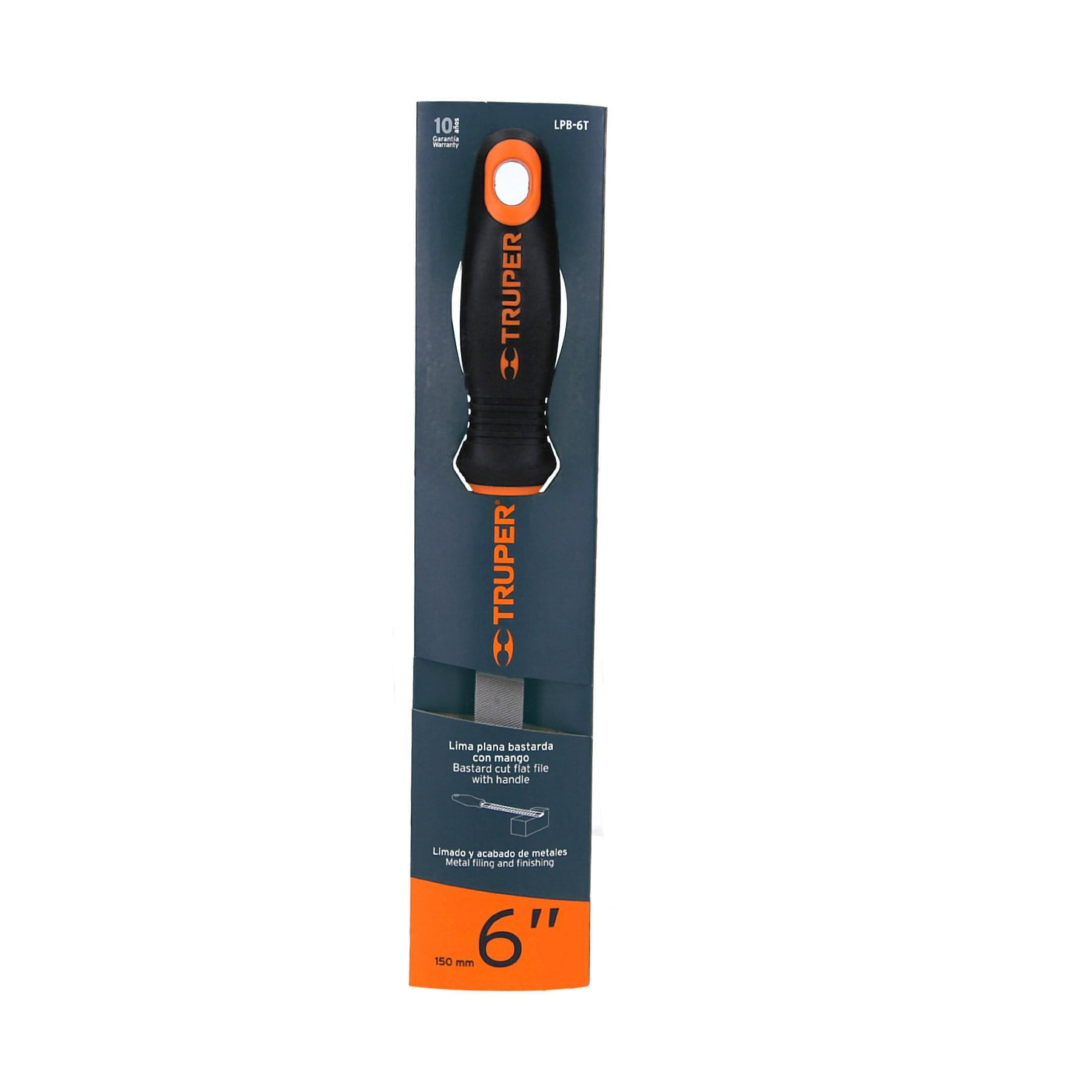 Lima plana bastarda 6" con mango Comfort Grip, TRUPER TRUPER