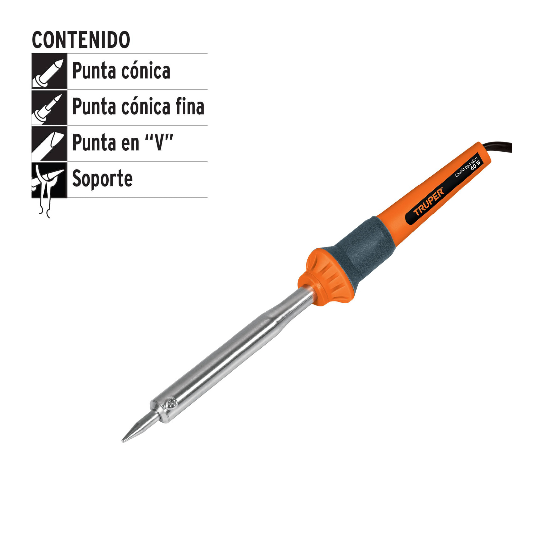 Cautín 60 W tipo lápiz para trabajo pesado, TRUPER TRUPER