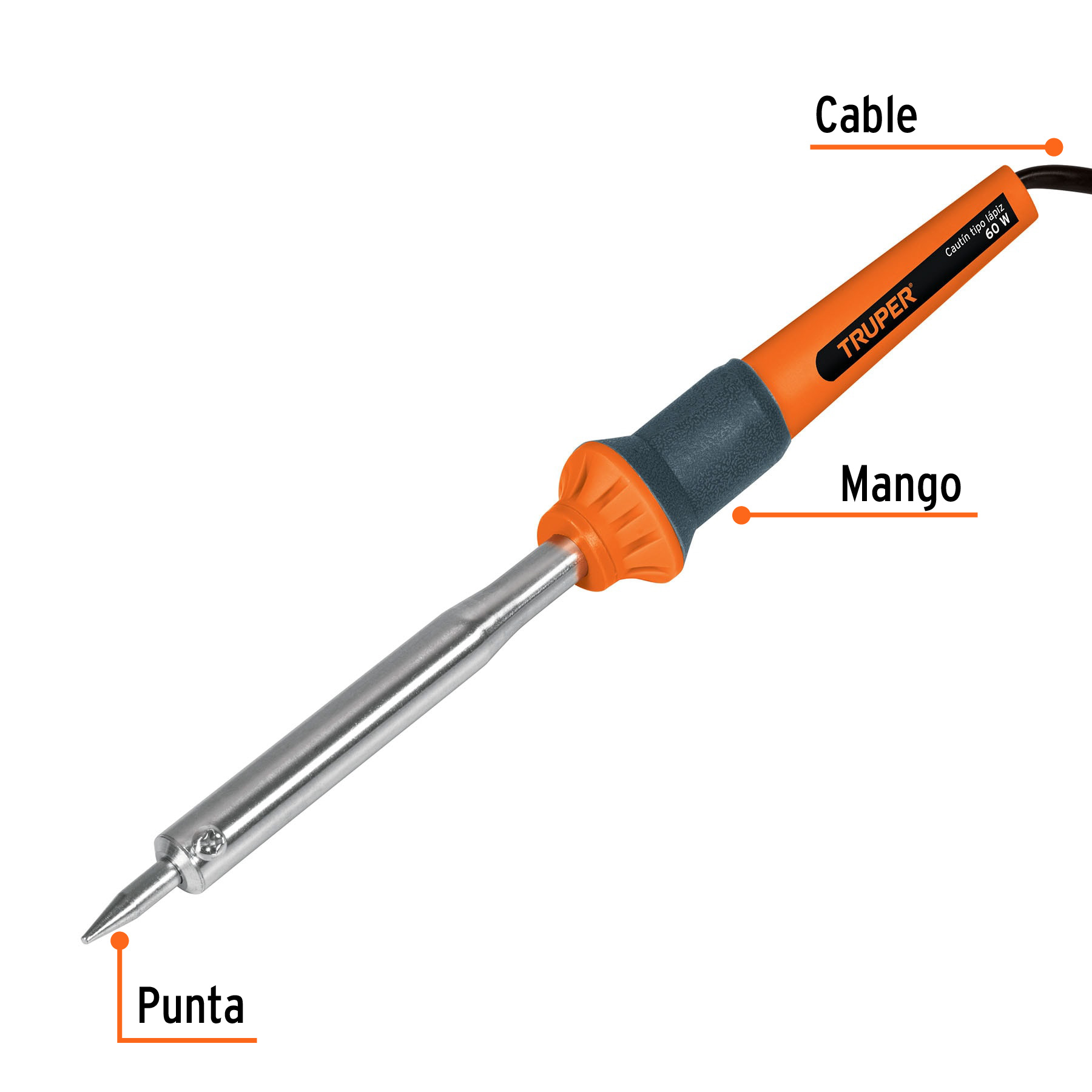 Cautín 60 W tipo lápiz para trabajo pesado, TRUPER TRUPER