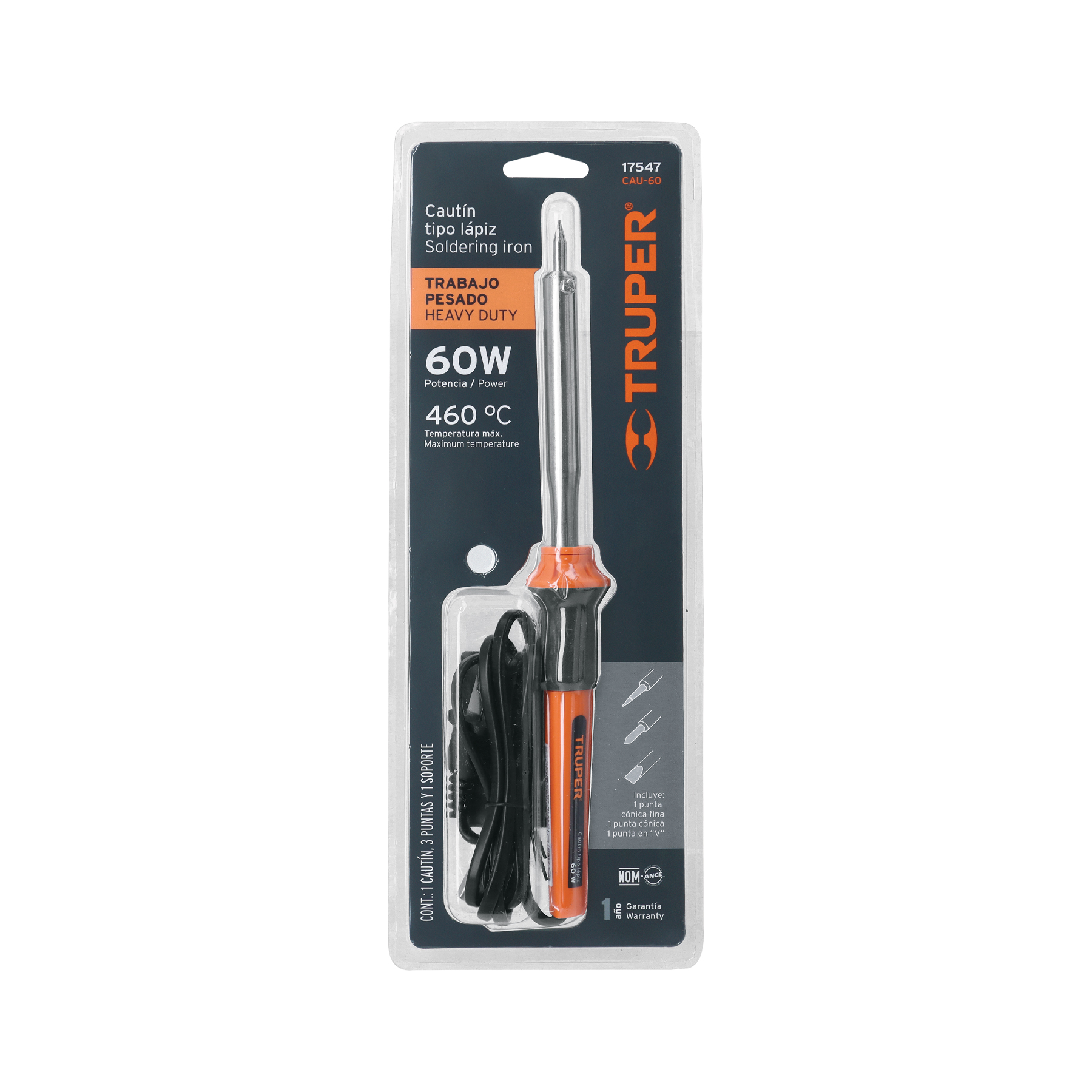Cautín 60 W tipo lápiz para trabajo pesado, TRUPER TRUPER