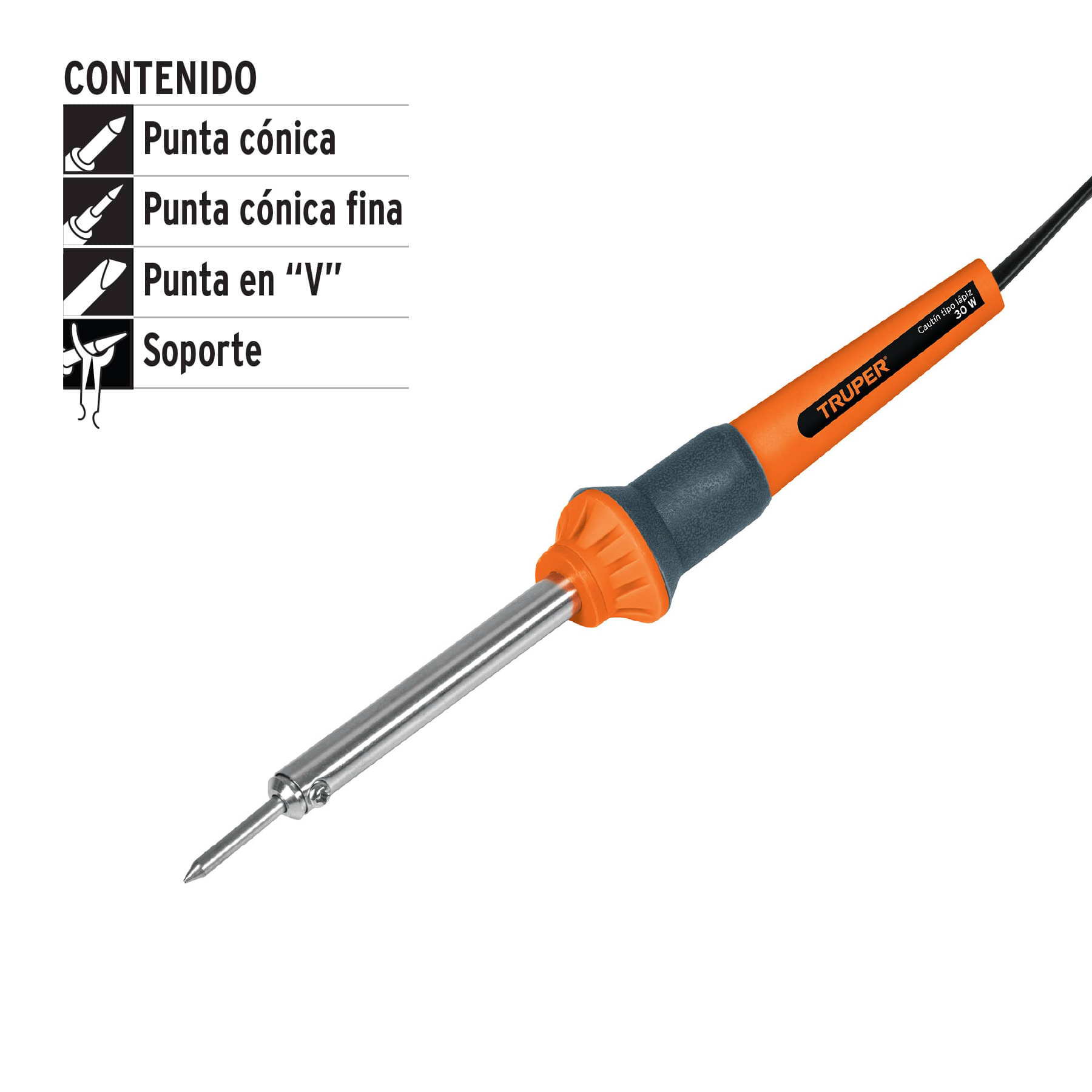 Cautín 30 W tipo lápiz para trabajo ligero, TRUPER TRUPER