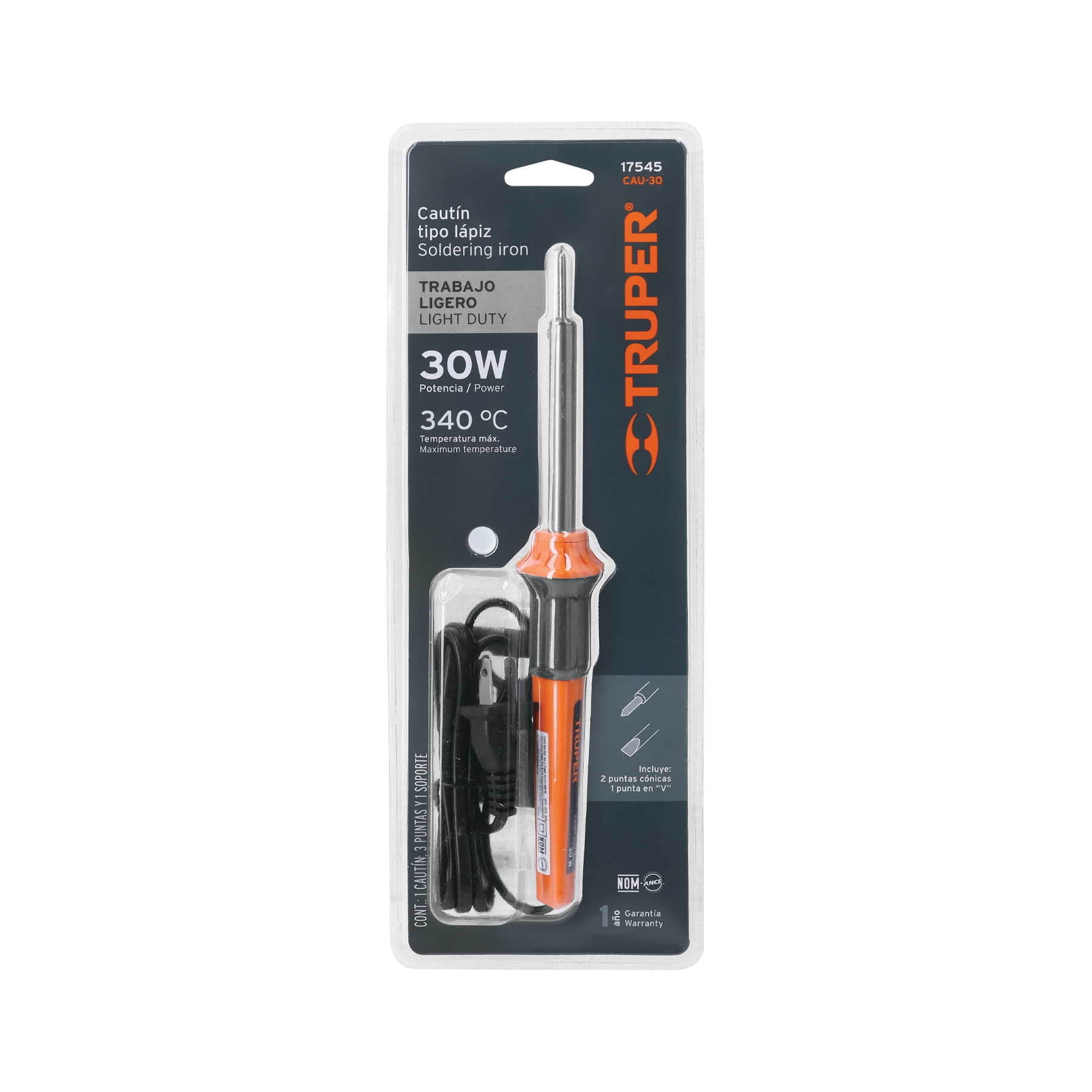 Cautín 30 W tipo lápiz para trabajo ligero, TRUPER TRUPER