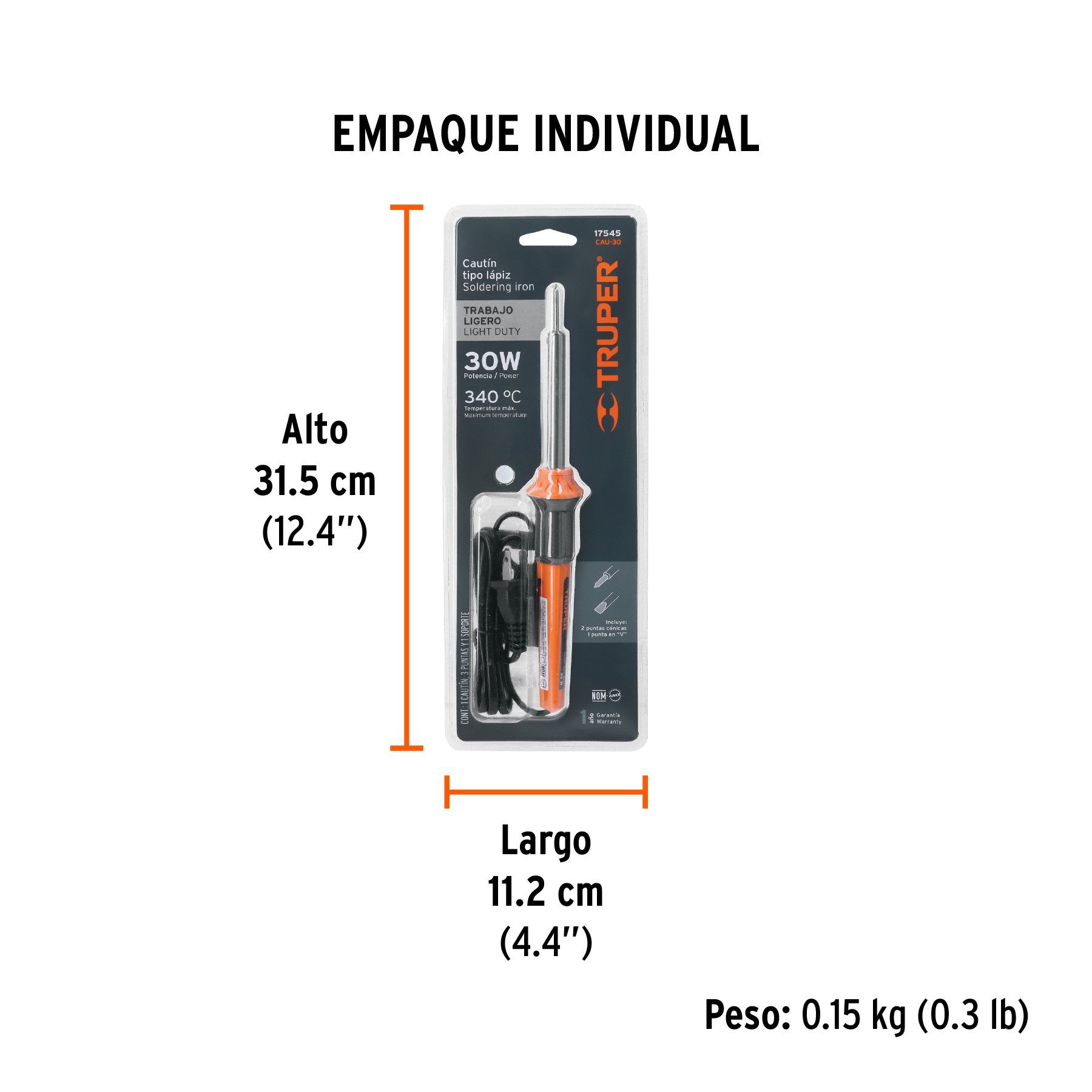 Cautín 30 W tipo lápiz para trabajo ligero, TRUPER TRUPER