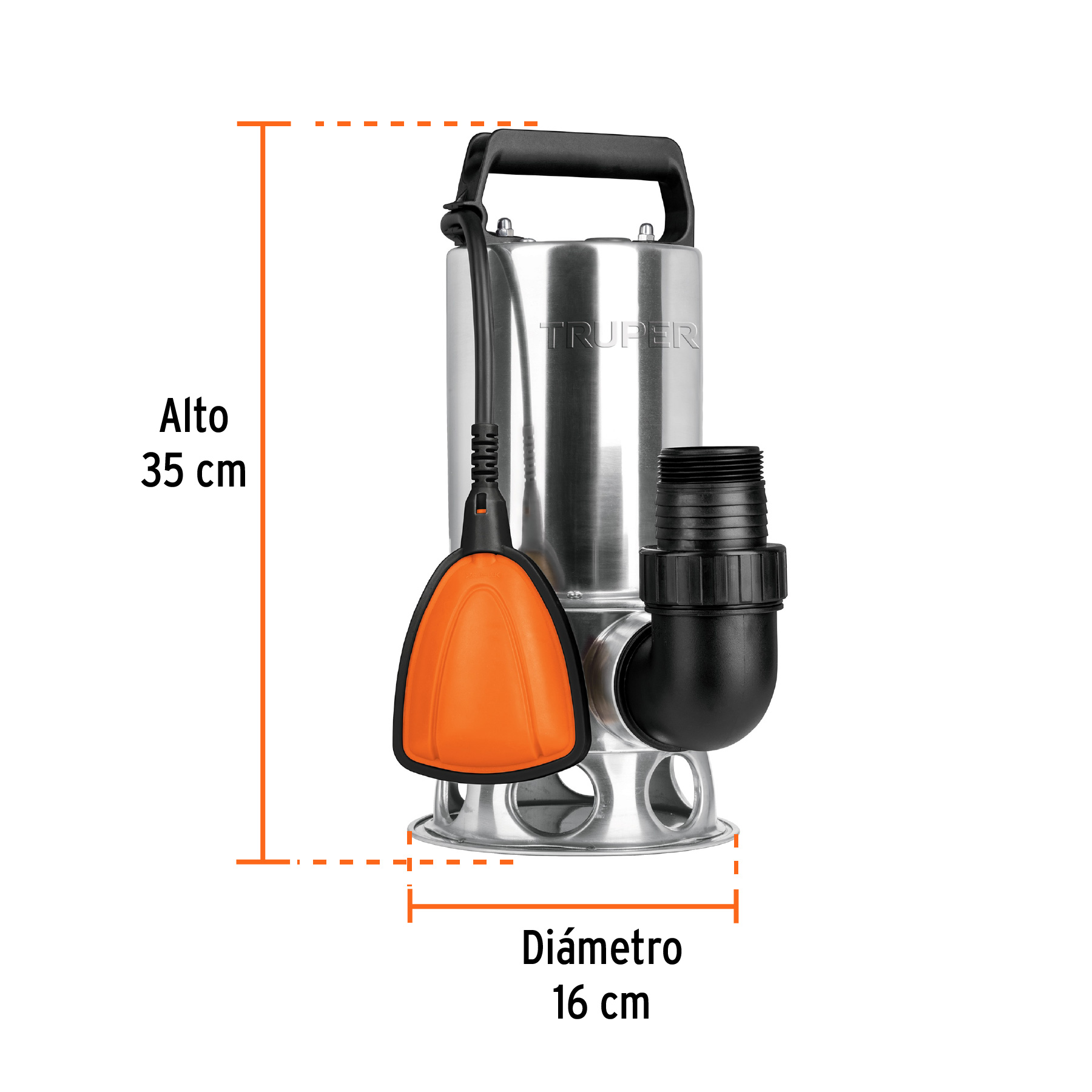 Bomba sumergible acero inoxidable, agua sucia, 1 HP, TRUPER TRUPER